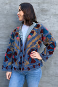Velvet Suzani Jacket In Blue Steel