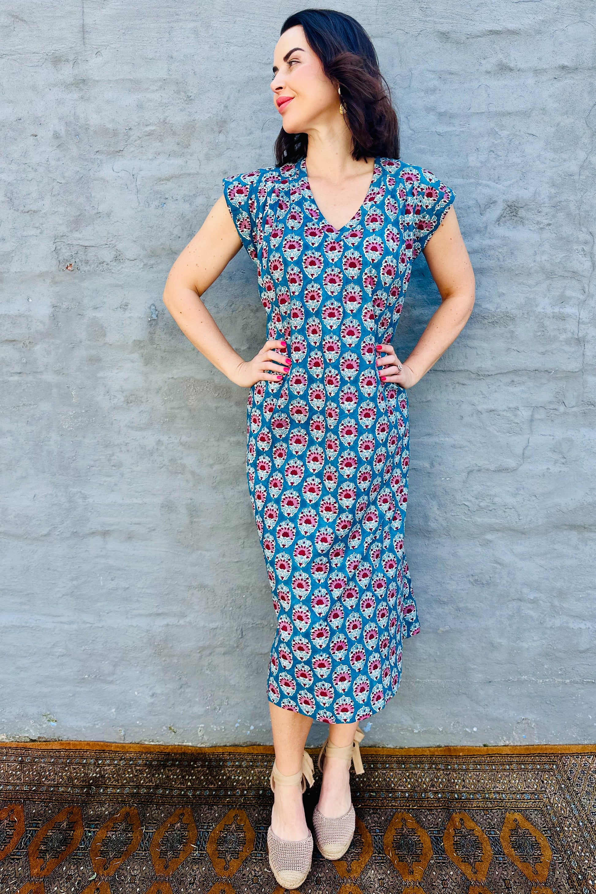 Savita Dress In Teal Bouquet