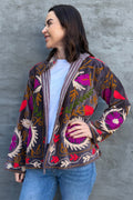 Velvet Suzani Jacket In Black Plum