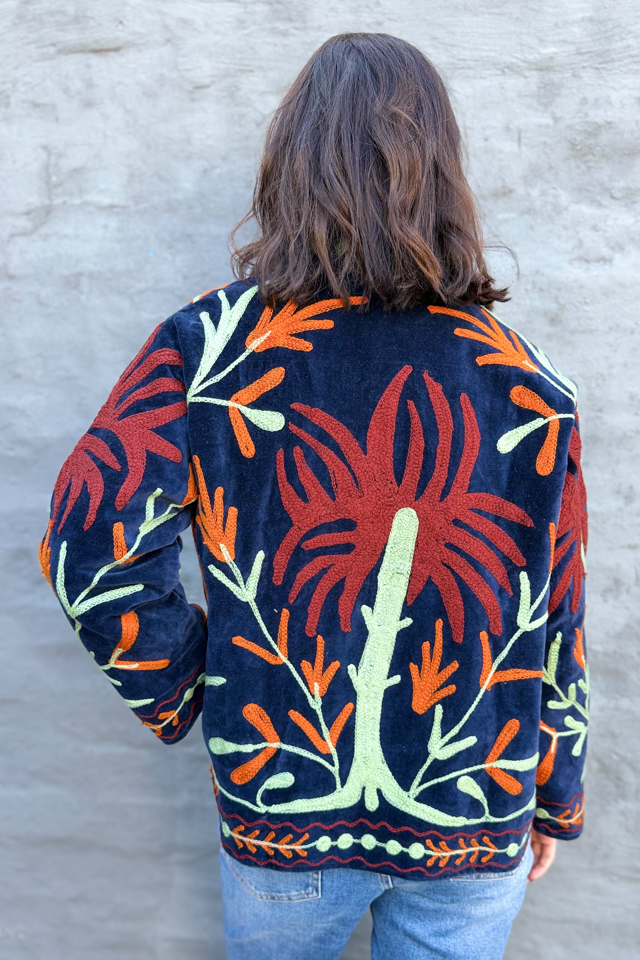 Velvet Suzani Jacket In Strelitzia