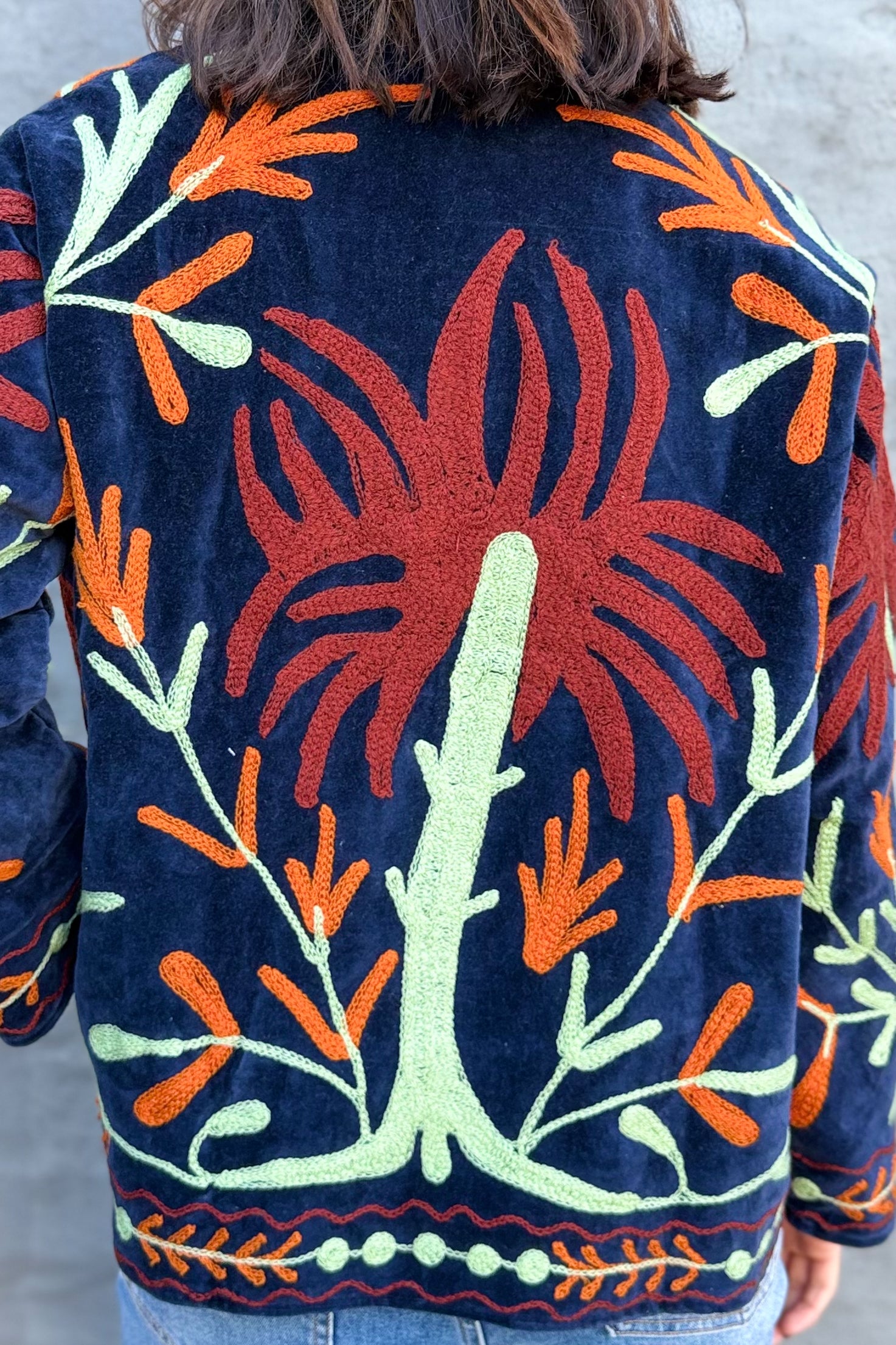 Velvet Suzani Jacket In Strelitzia
