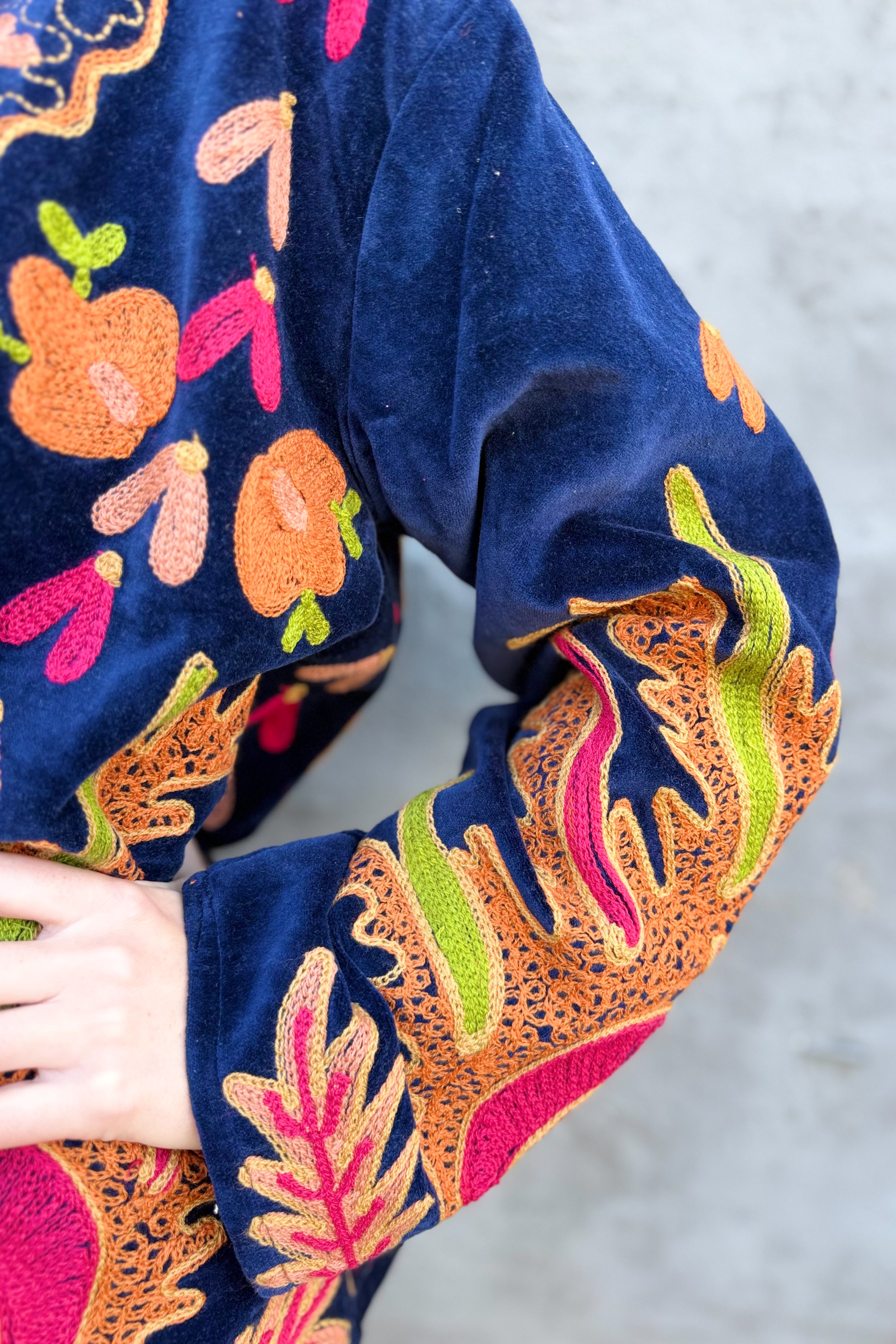 Velvet Suzani Jacket In Dark Sapphire