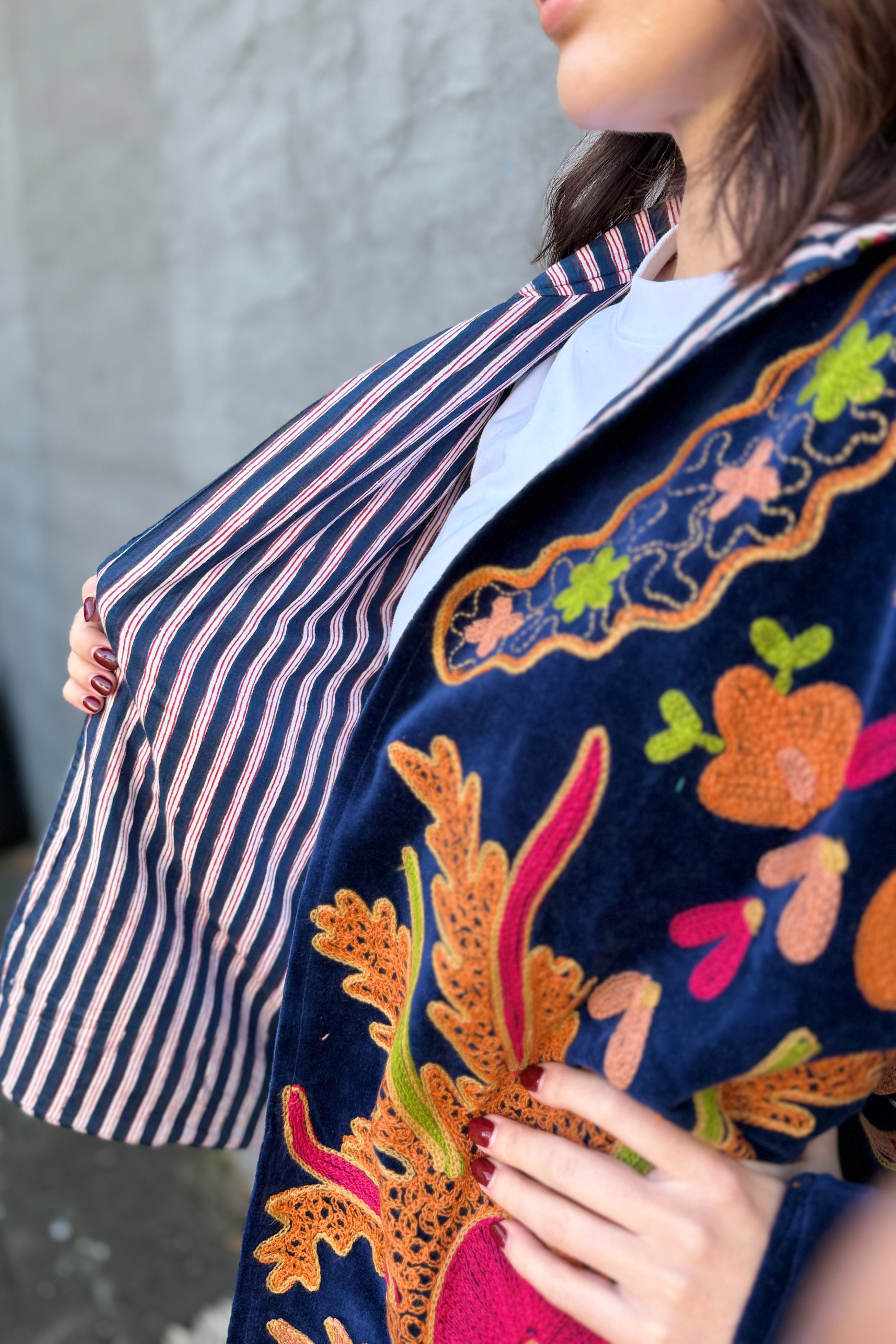Velvet Suzani Jacket In Dark Sapphire