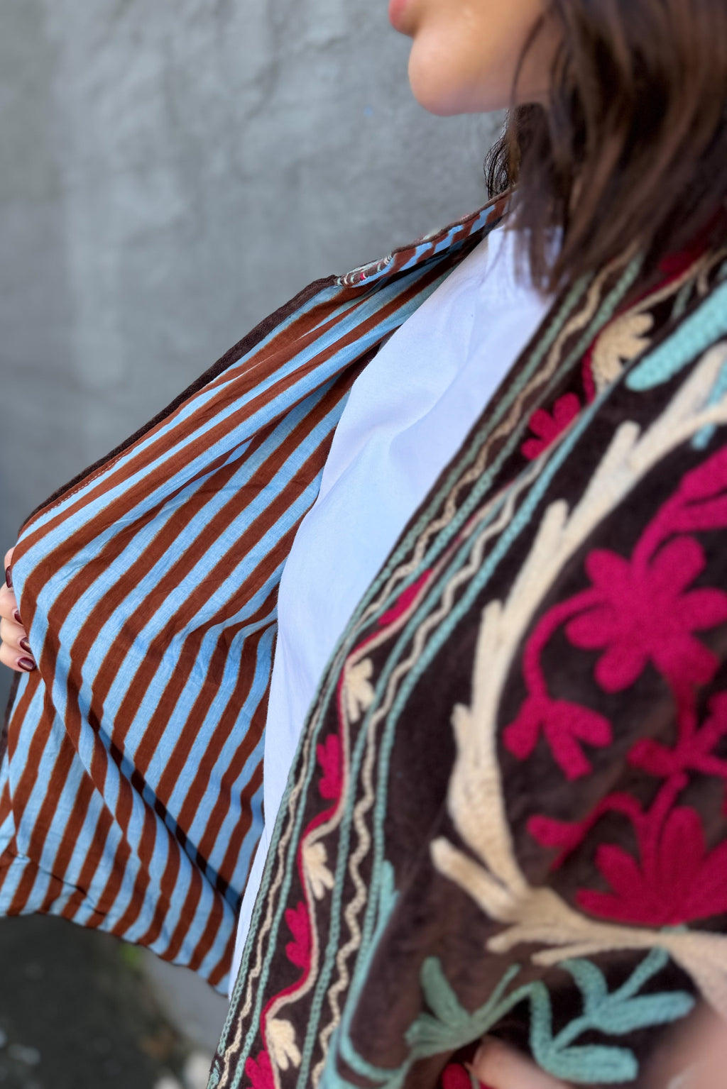 Velvet Suzani Jacket In Dark Chestnut