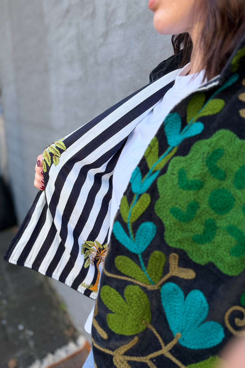 Velvet Suzani Jacket In Black Emerald