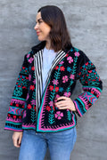 Velvet Suzani Jacket In Bright Night