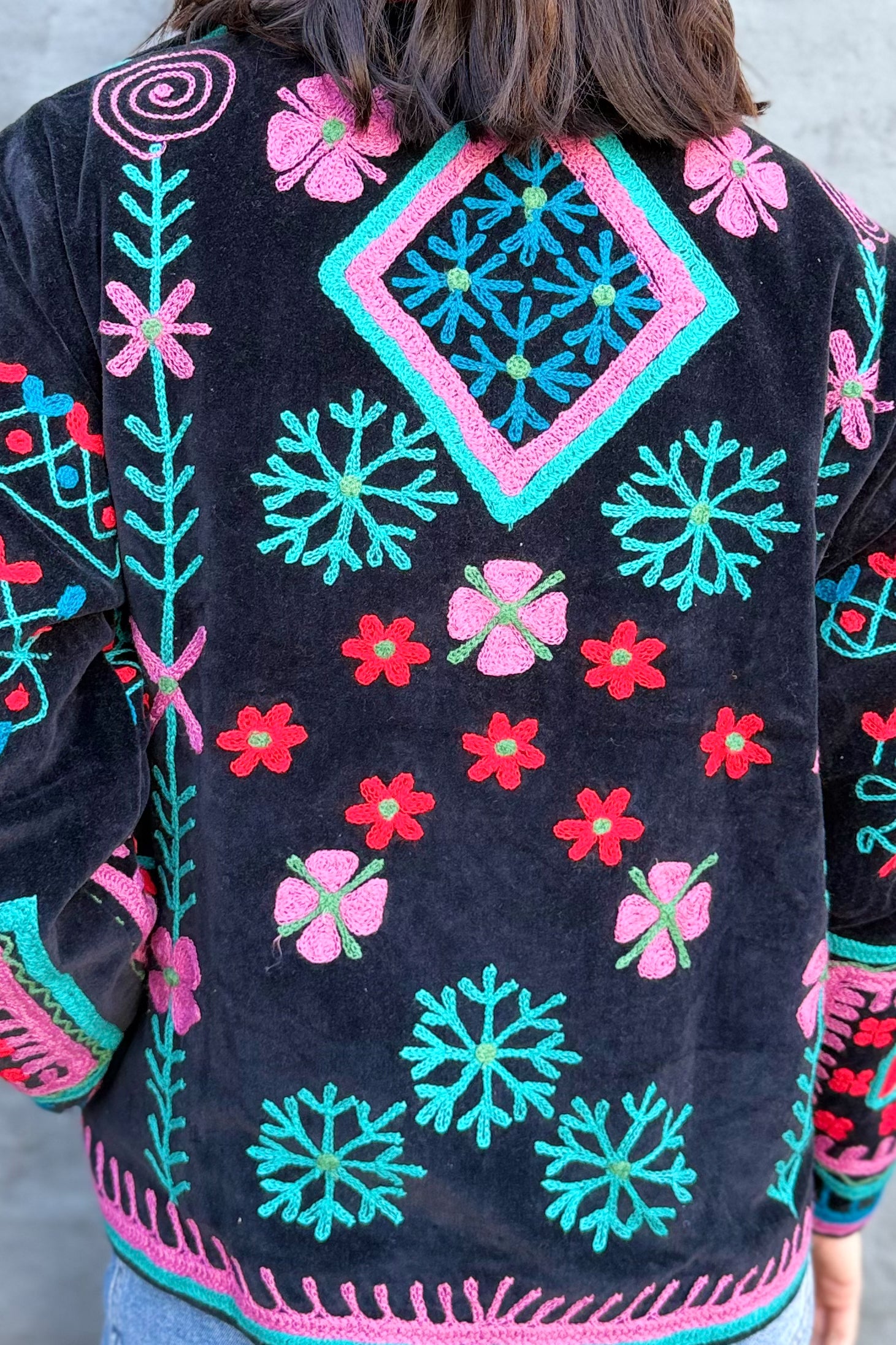Velvet Suzani Jacket In Bright Night