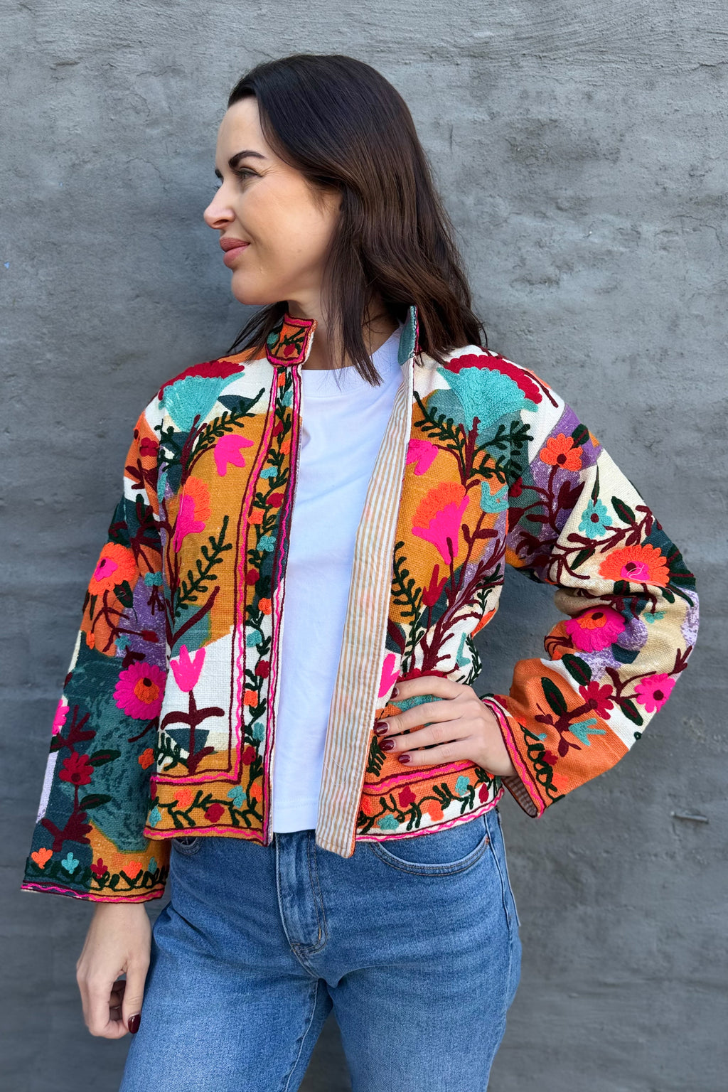 Cotton Suzani Jacket In Kaleidoscope