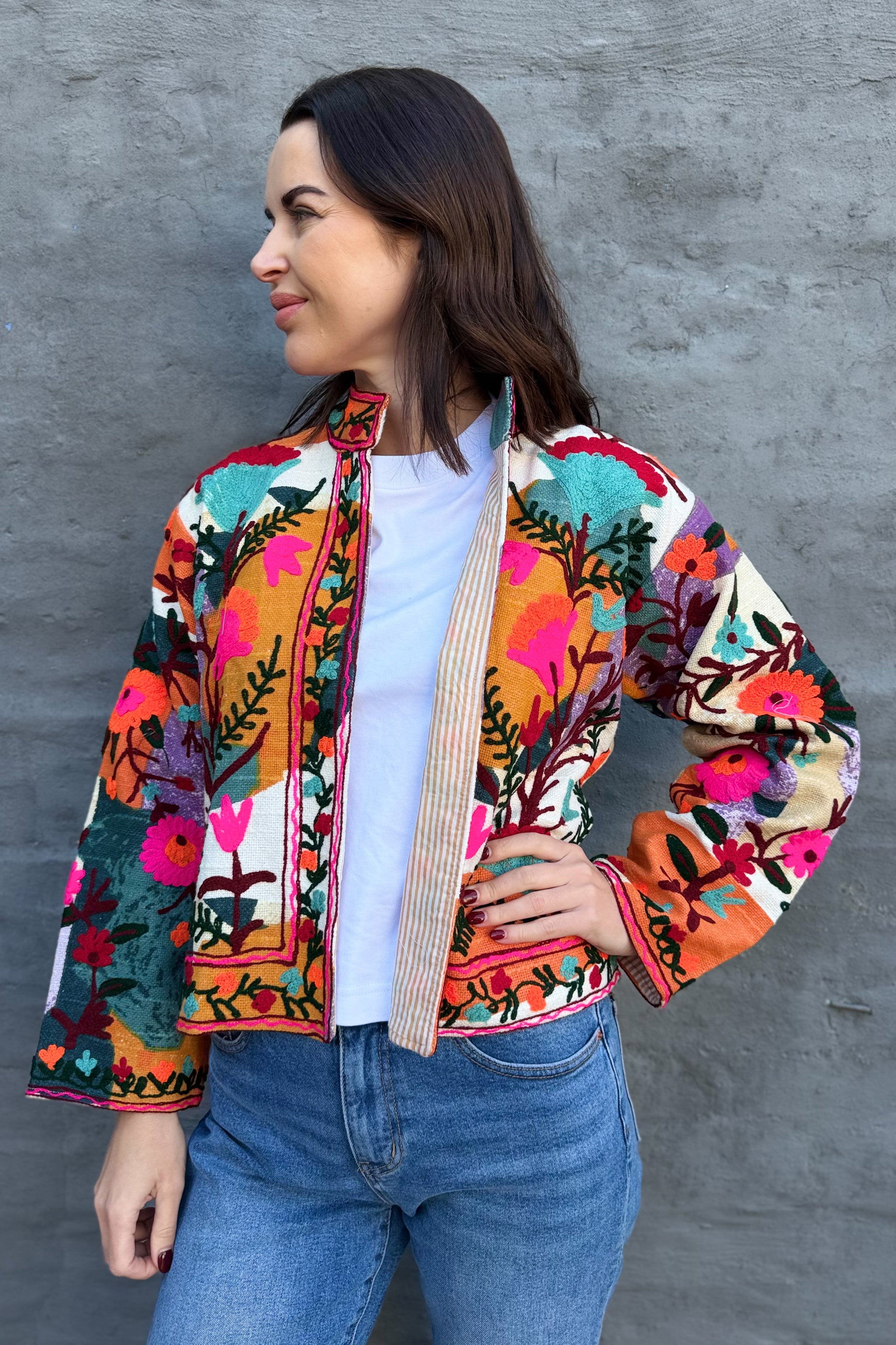 Cotton Suzani Jacket In Kaleidoscope
