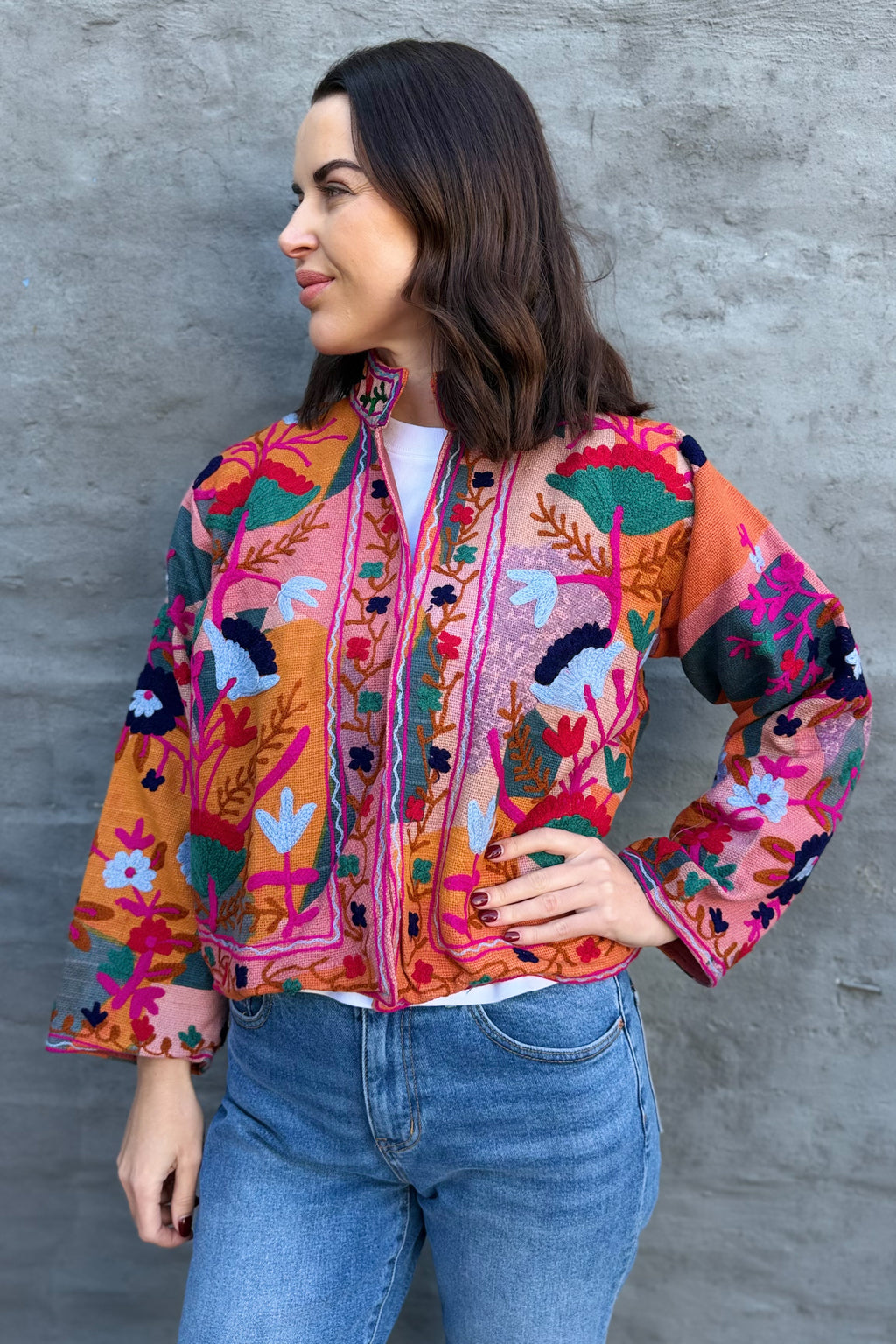 Cotton Suzani Jacket In Variegated Warmth