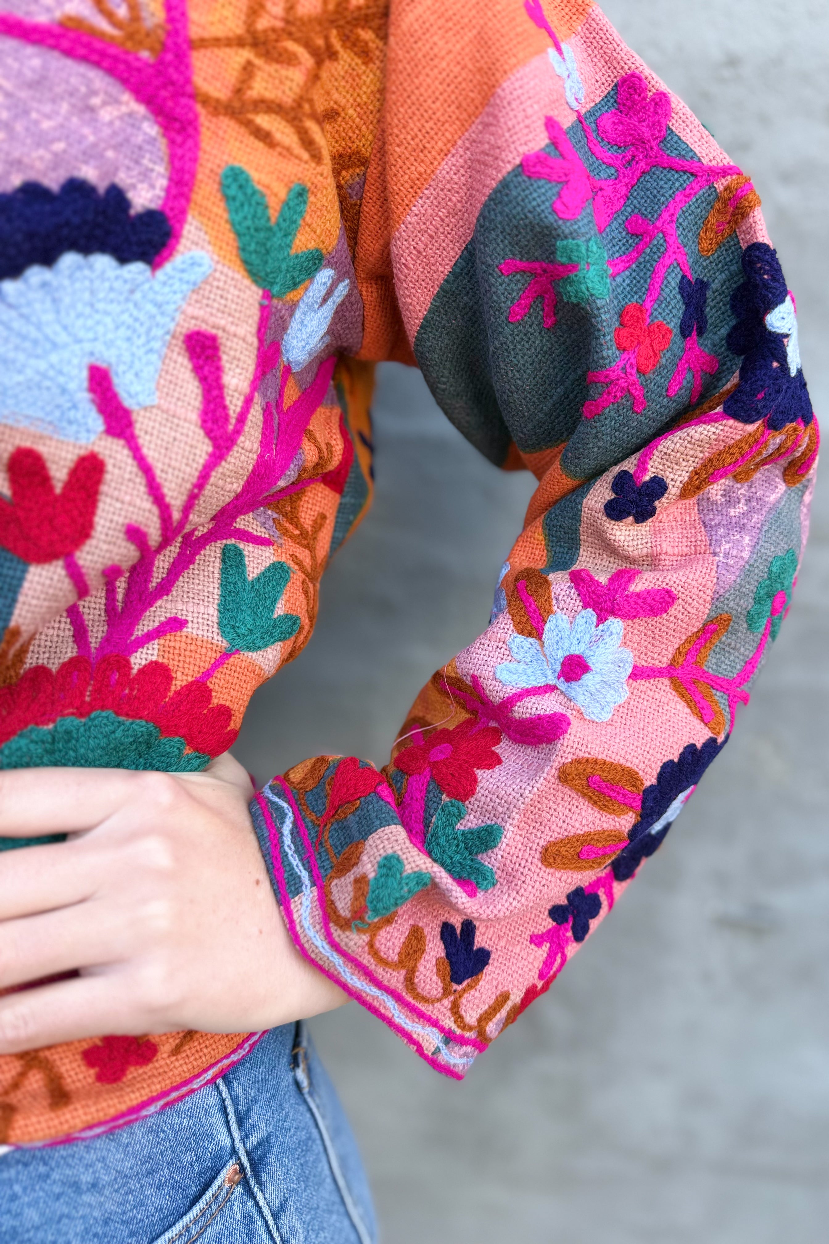 Cotton Suzani Jacket In Variegated Warmth
