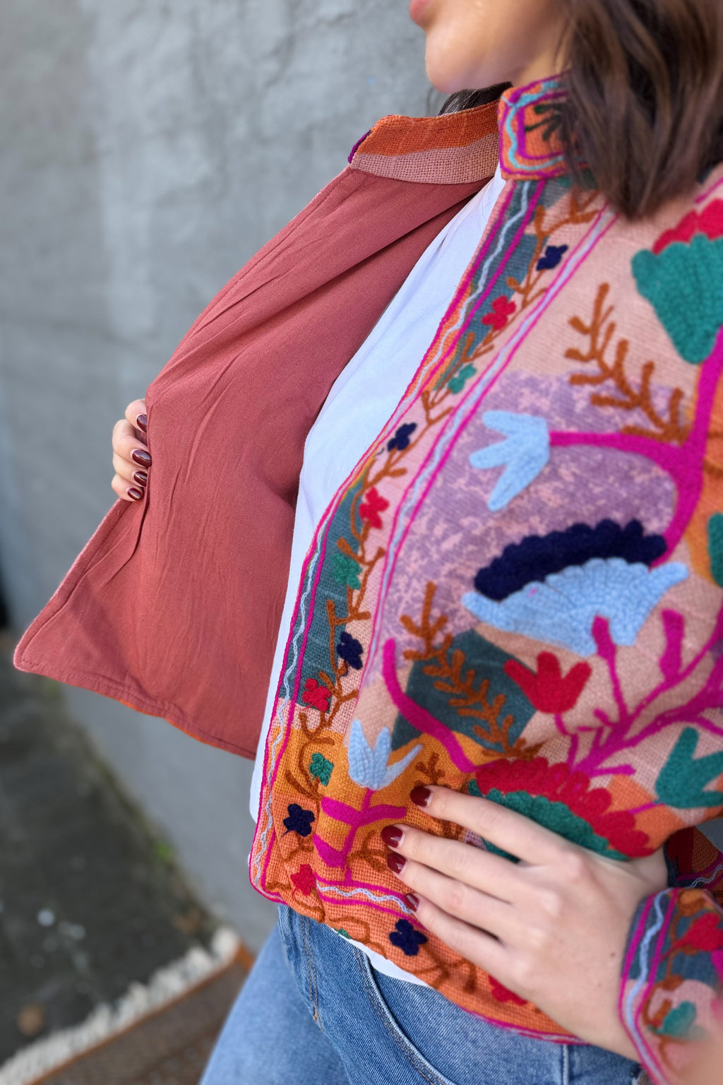 Cotton Suzani Jacket In Variegated Warmth