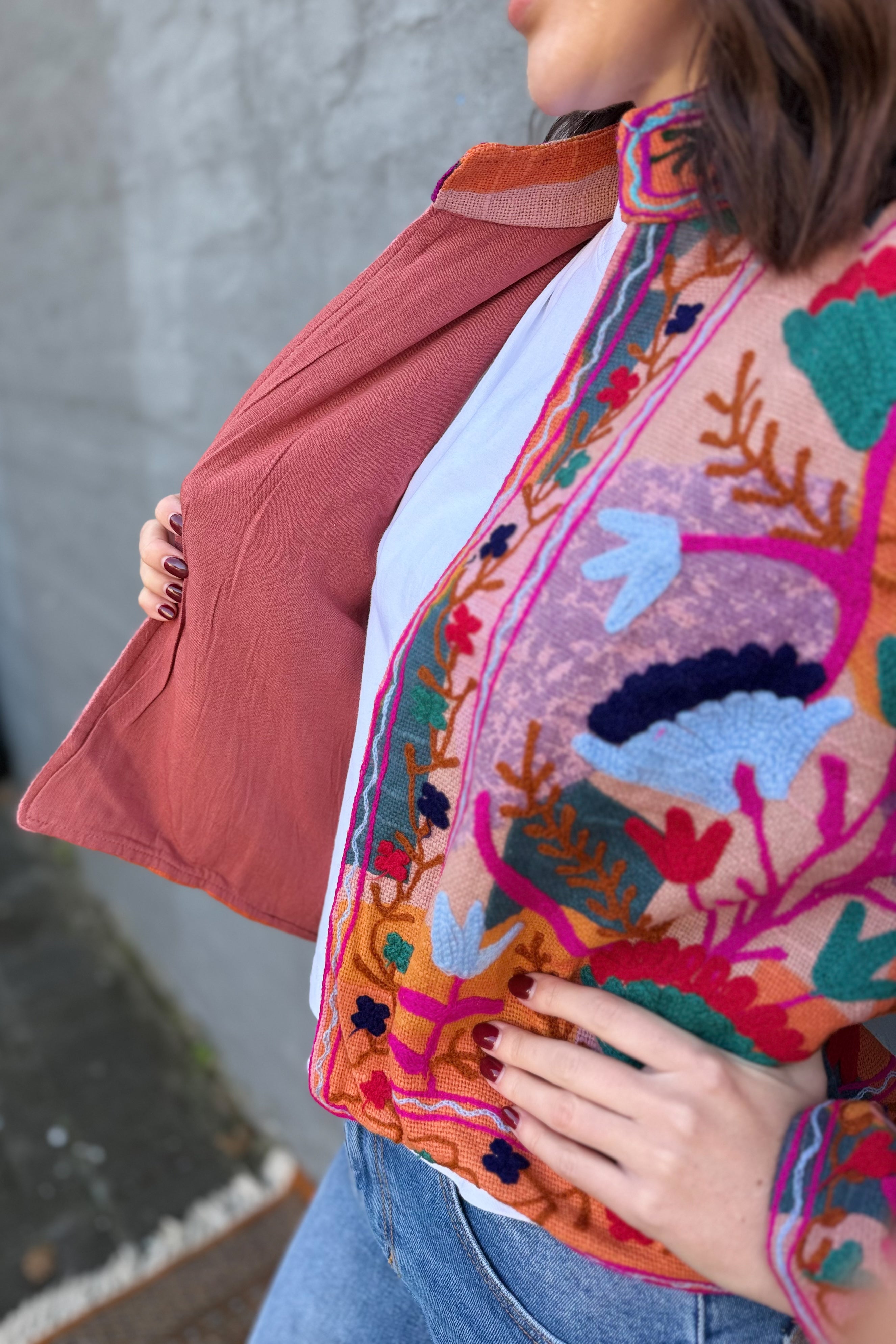 Cotton Suzani Jacket In Variegated Warmth