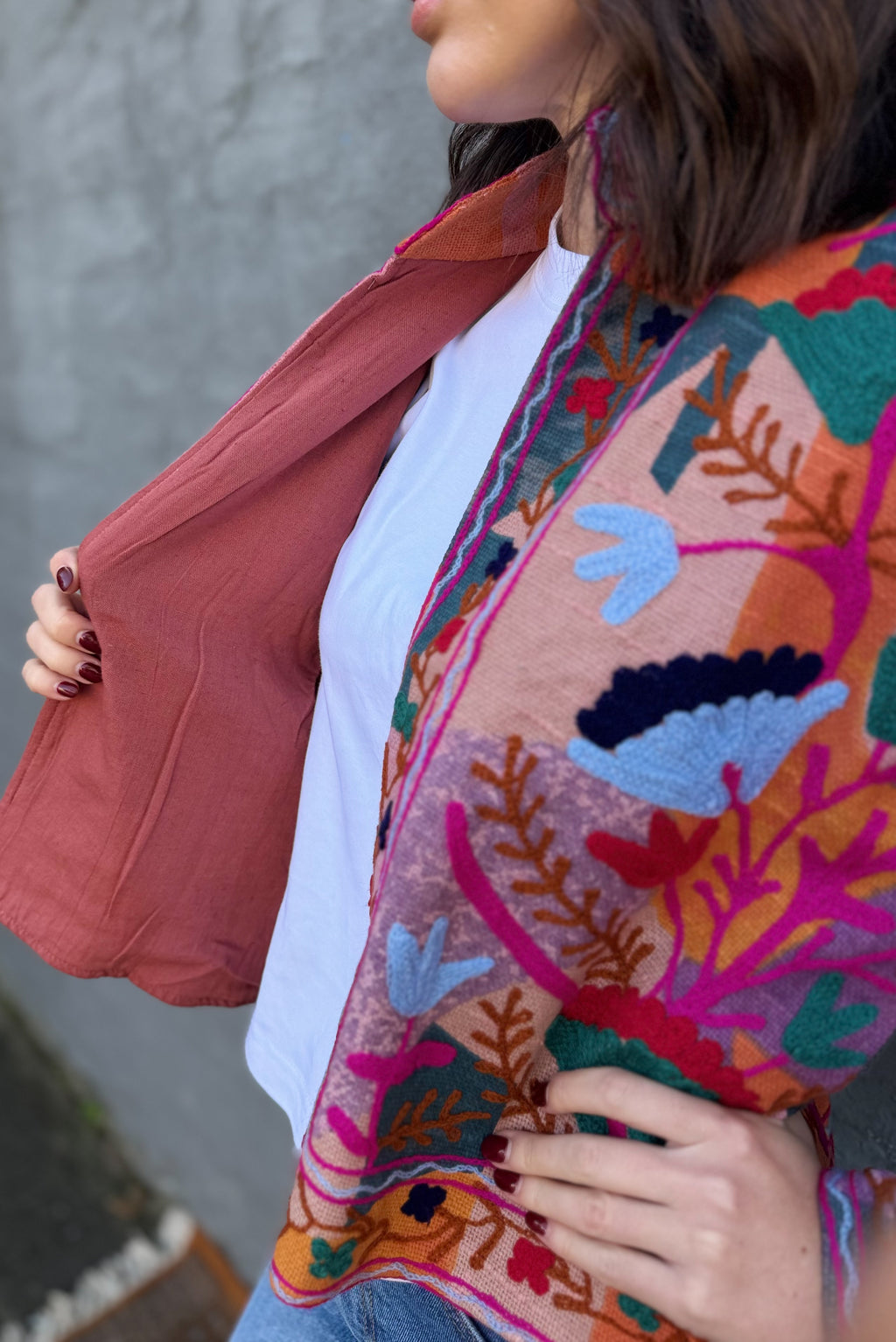 Cotton Suzani Jacket In Blushing Rainbow