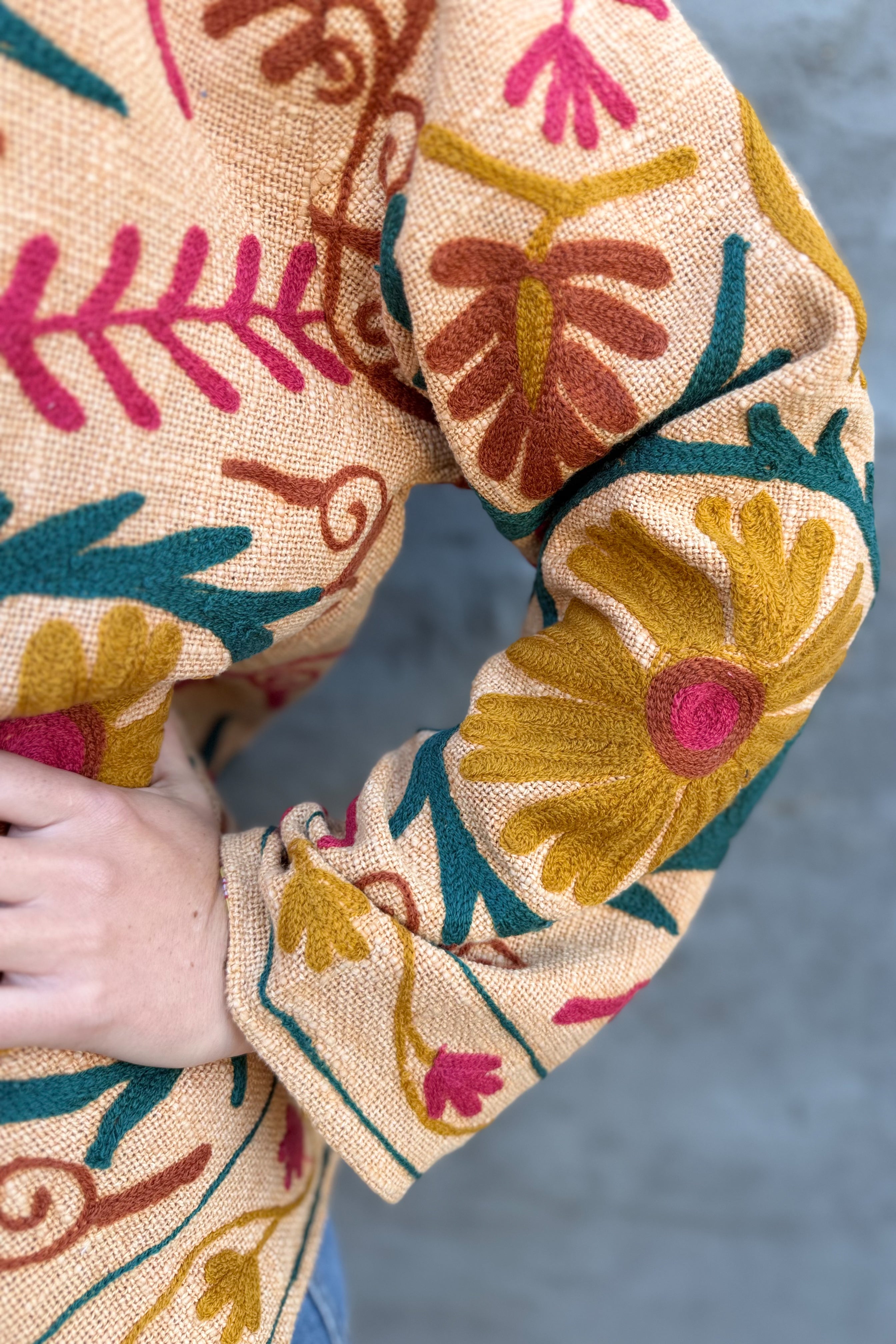 Cotton Suzani Jacket In Oak Buff