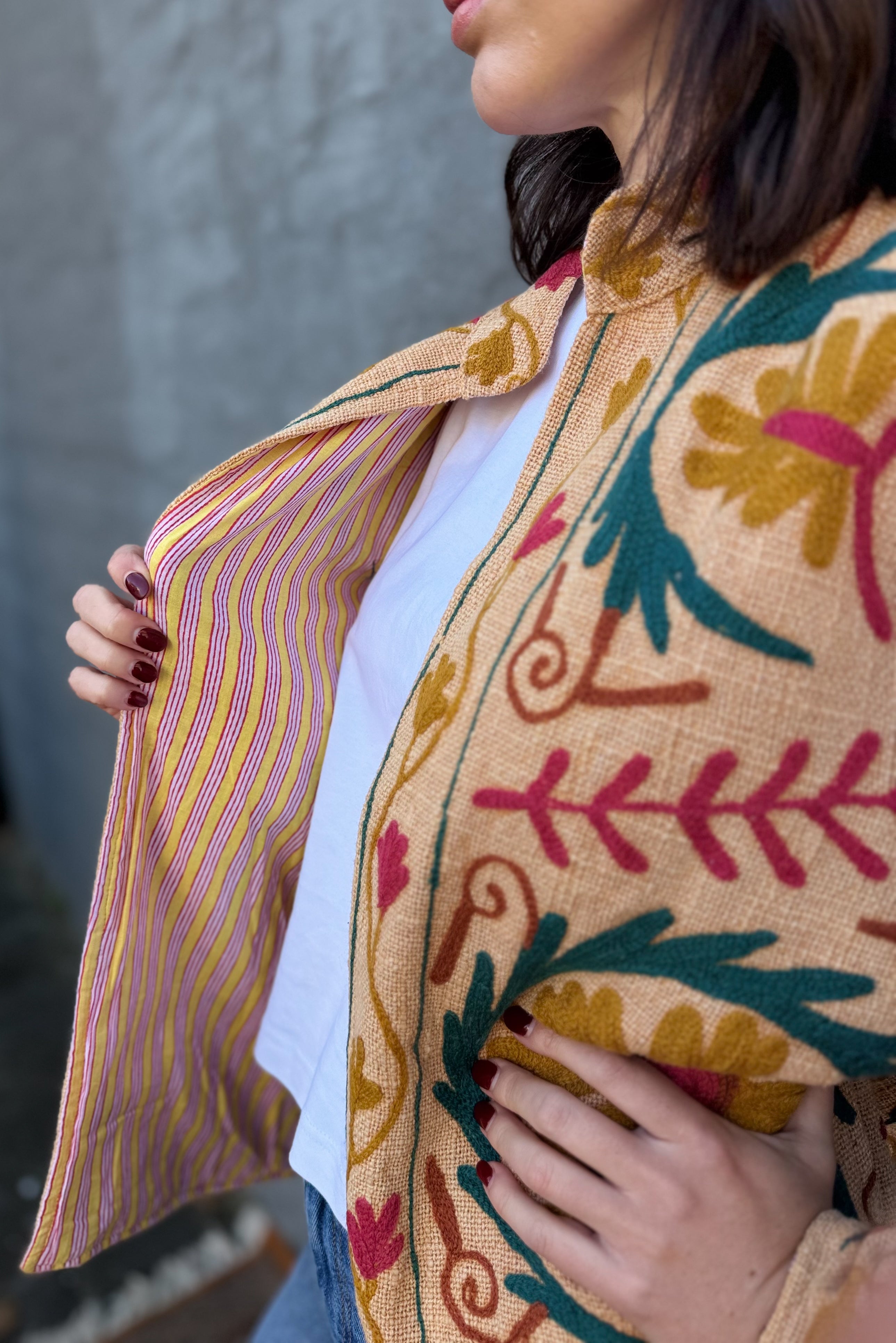 Cotton Suzani Jacket In Oak Buff