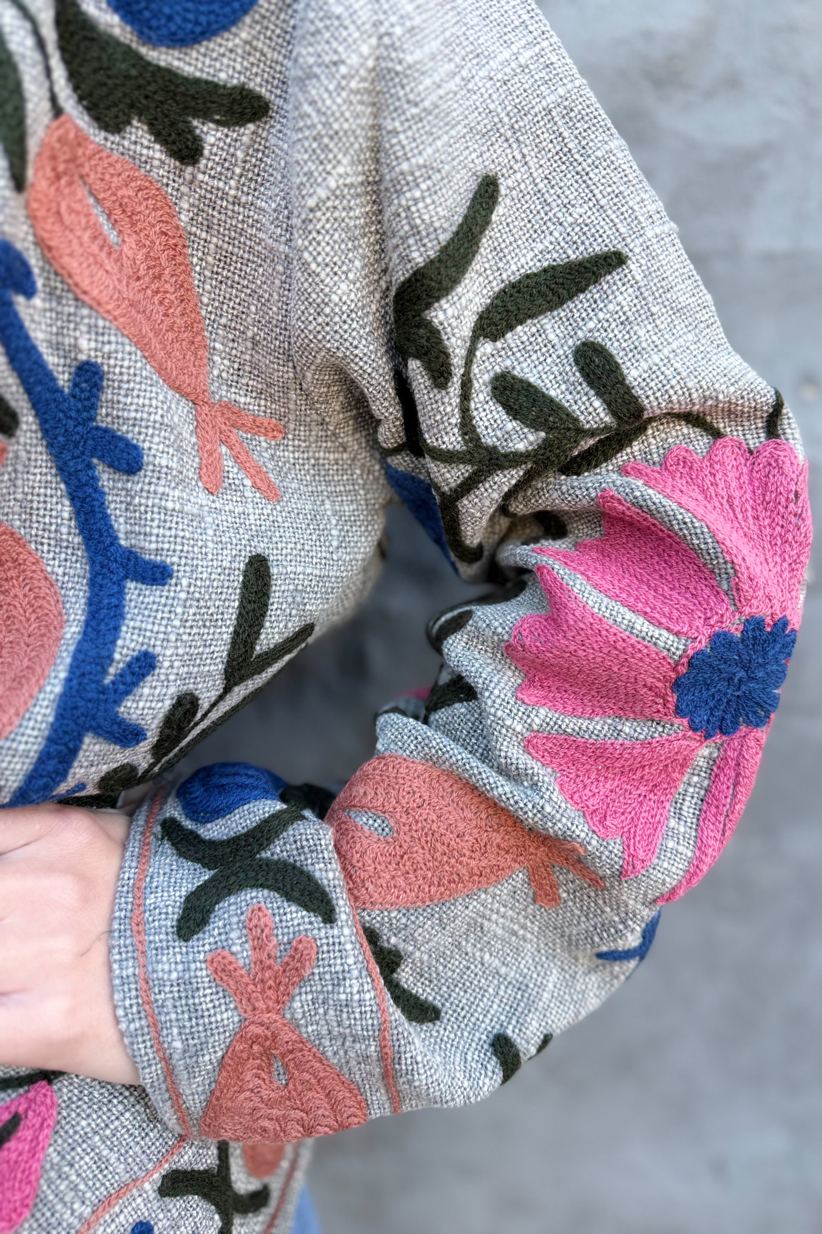 Cotton Suzani Jacket In Silver Lining