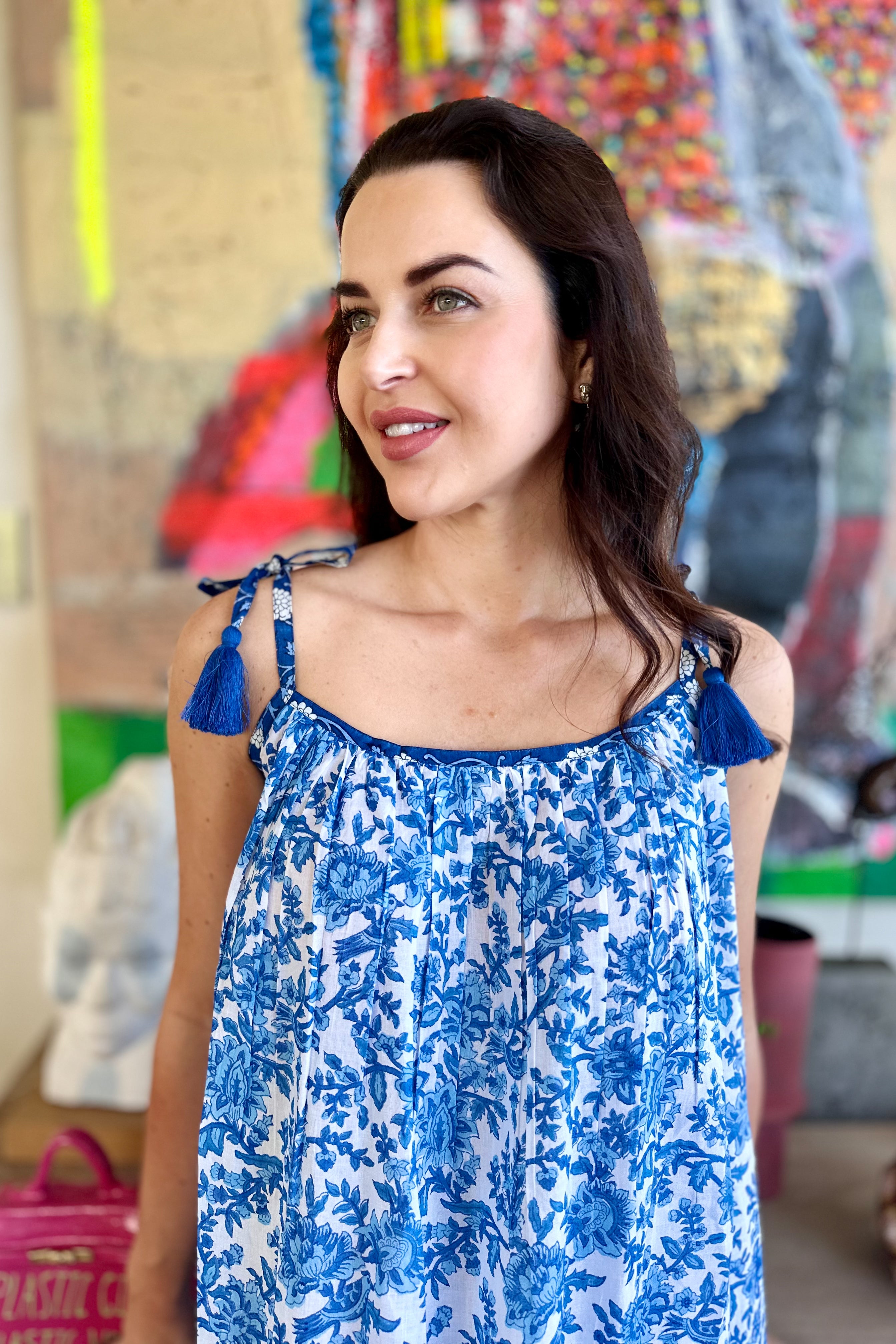 Amaya Dress In Blue Botanical