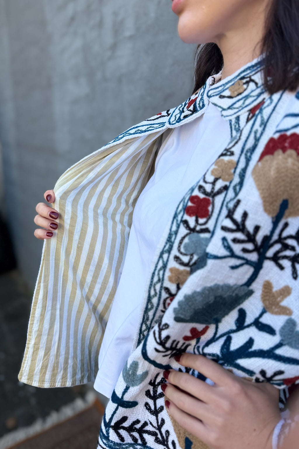 Cotton Suzani Jacket In Winter White