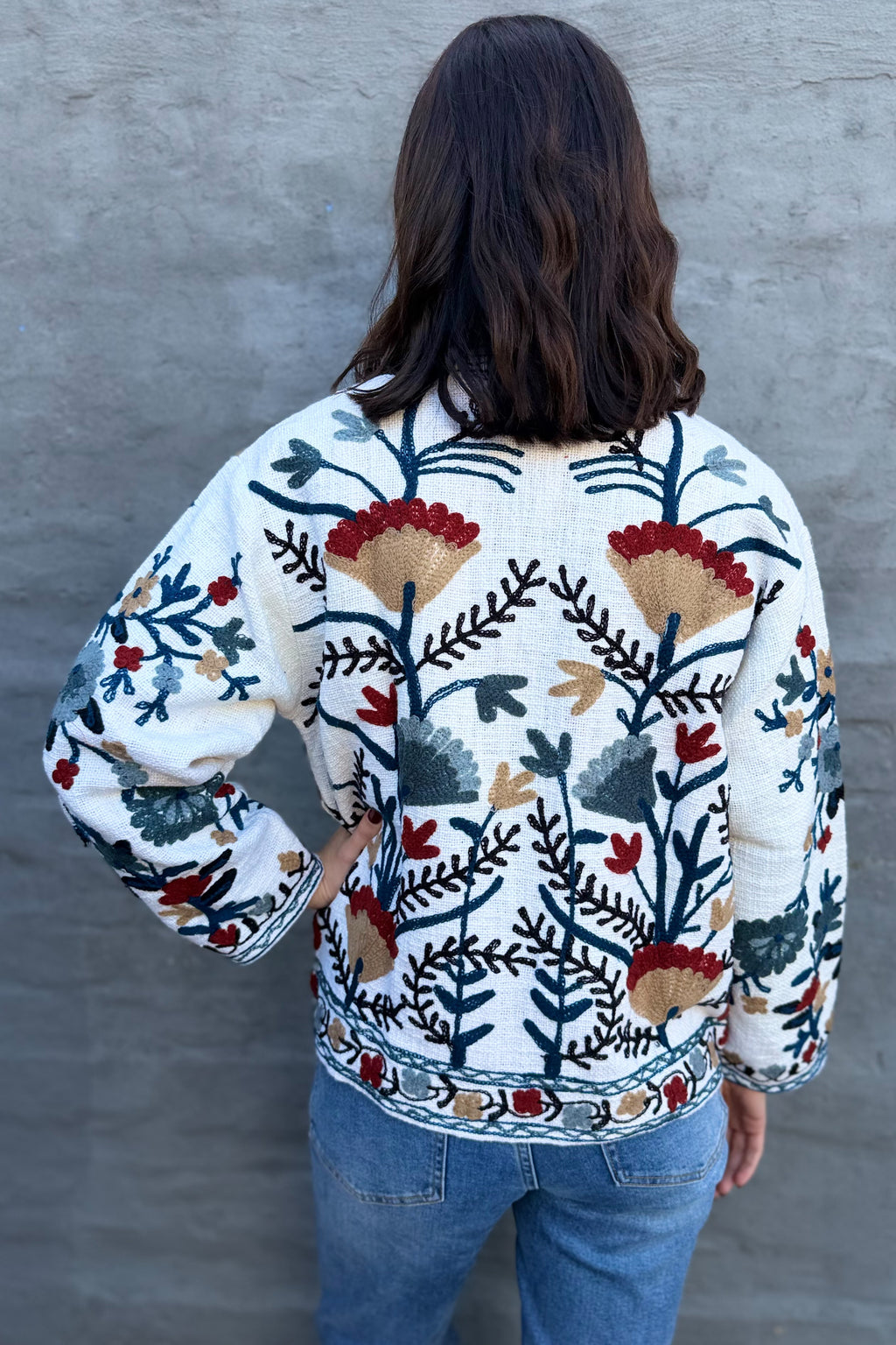 Cotton Suzani Jacket In Winter White