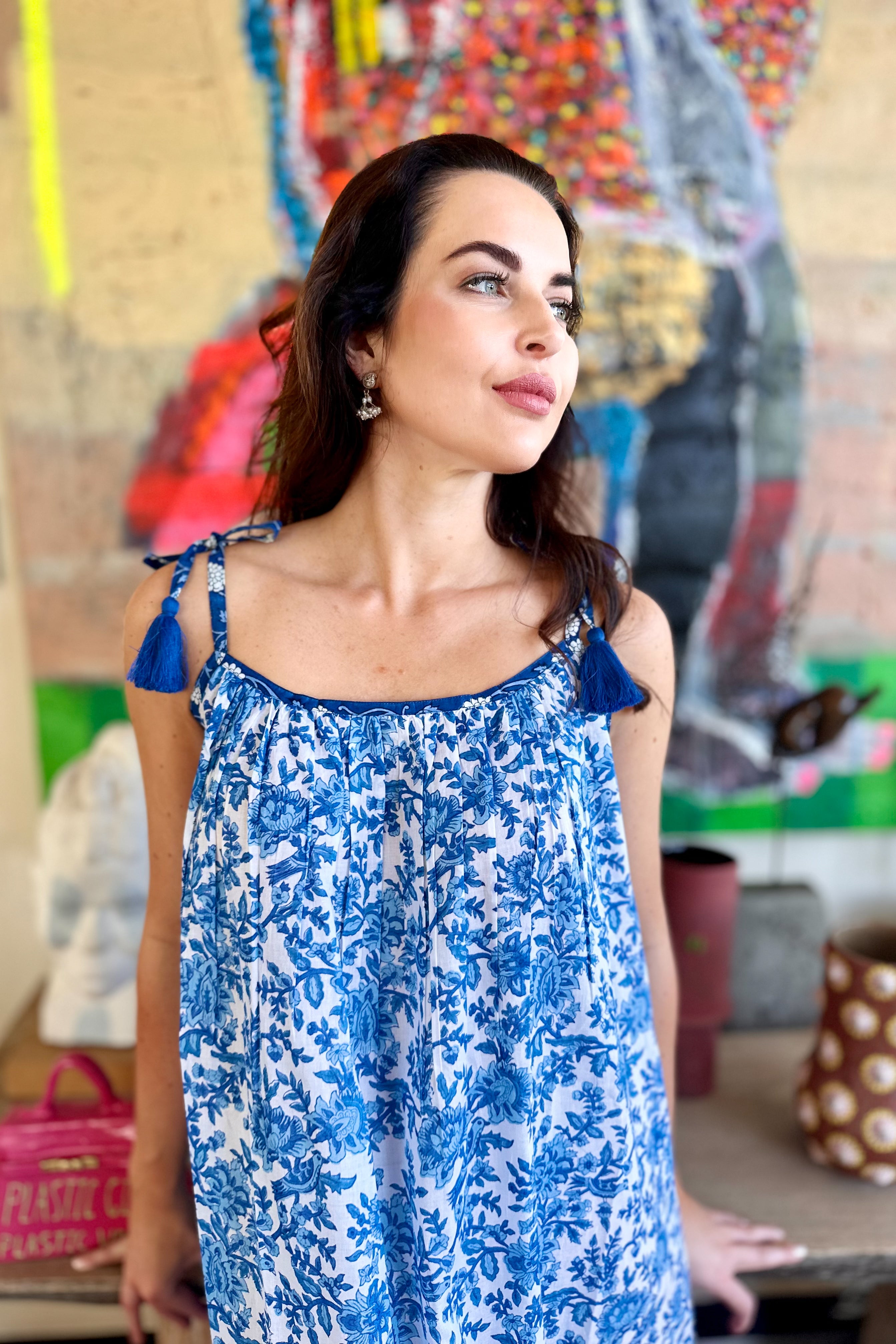 Amaya Dress In Blue Botanical