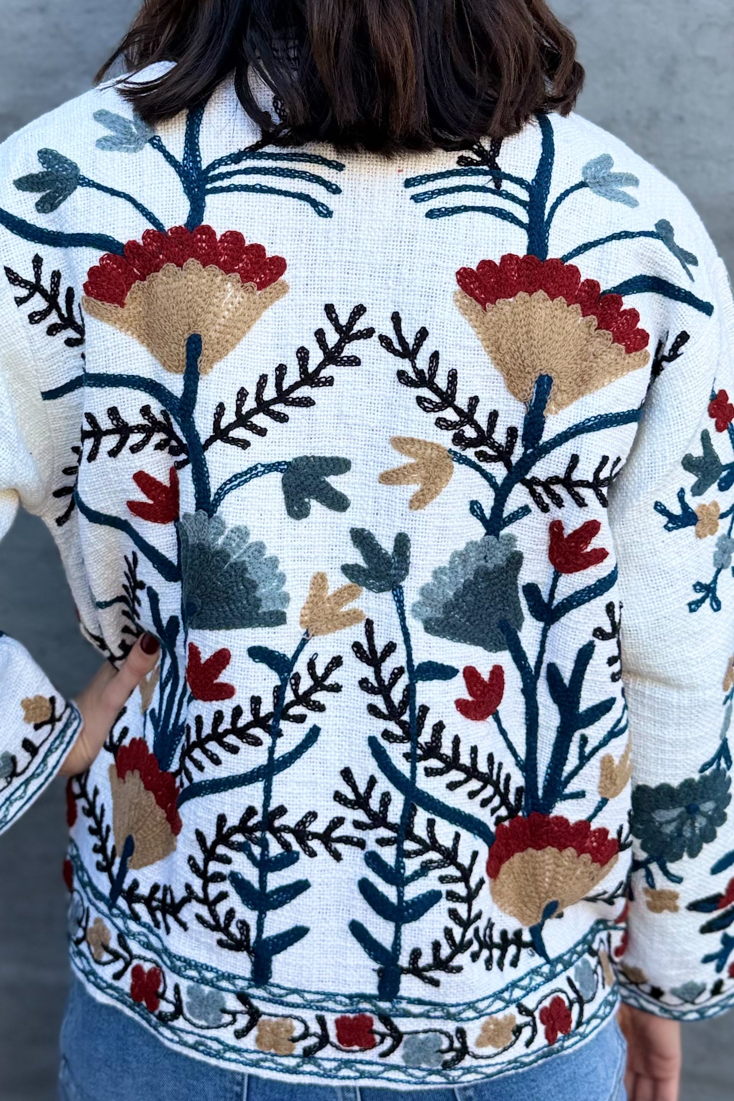 Cotton Suzani Jacket In Winter White
