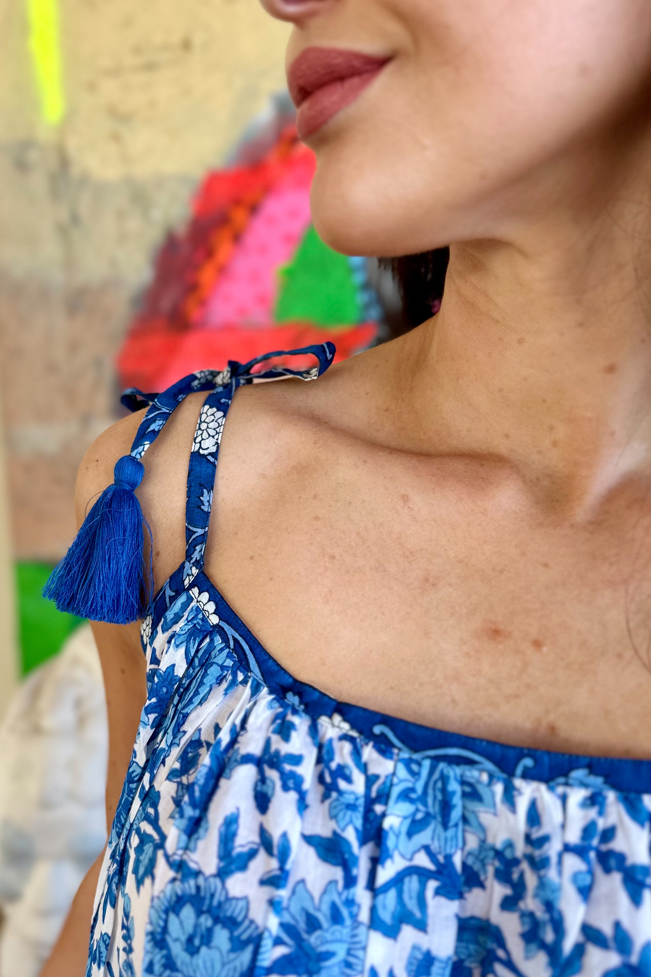 Amaya Dress In Blue Botanical