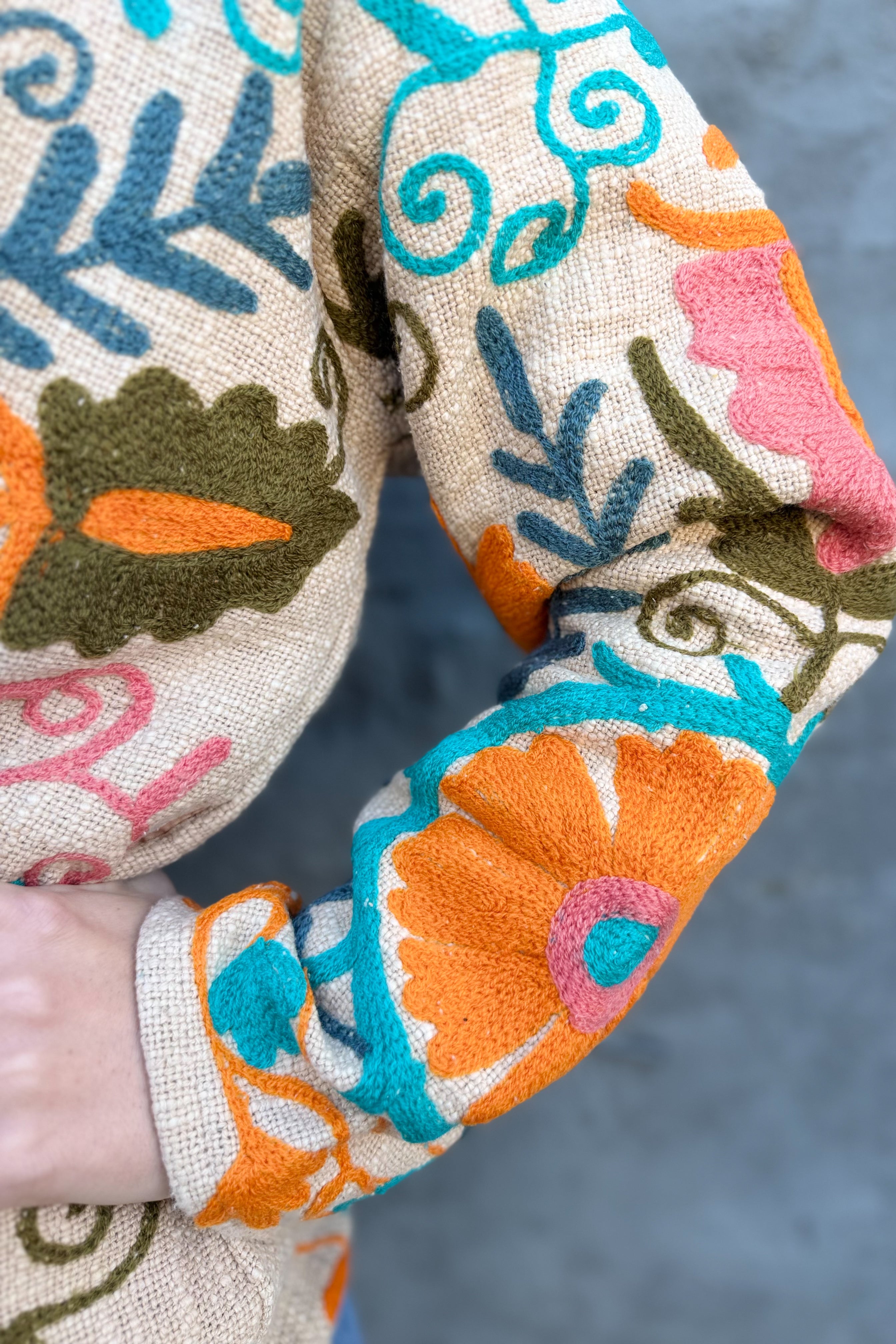Cotton Suzani Jacket In Desert Sand