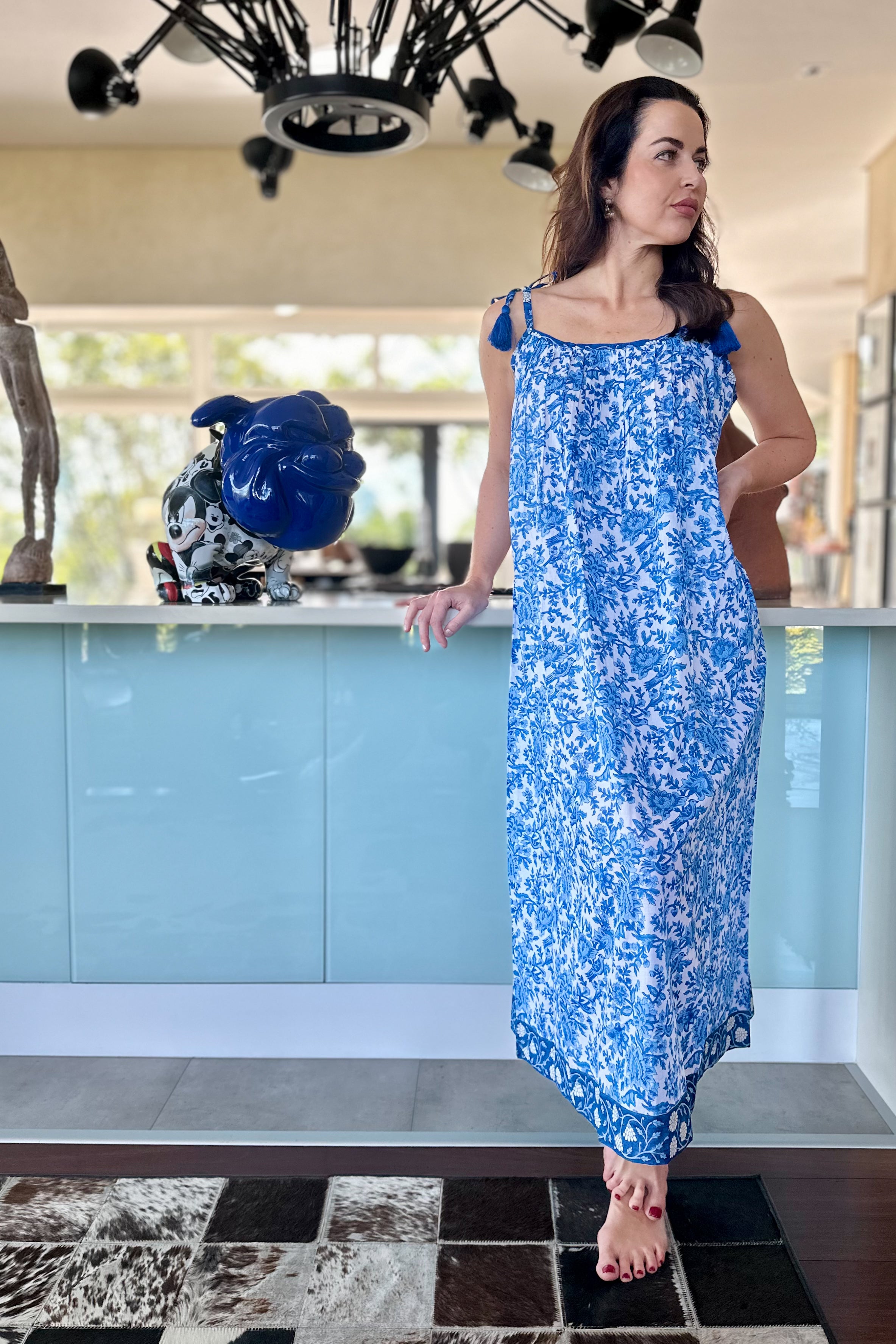 Amaya Dress In Blue Botanical