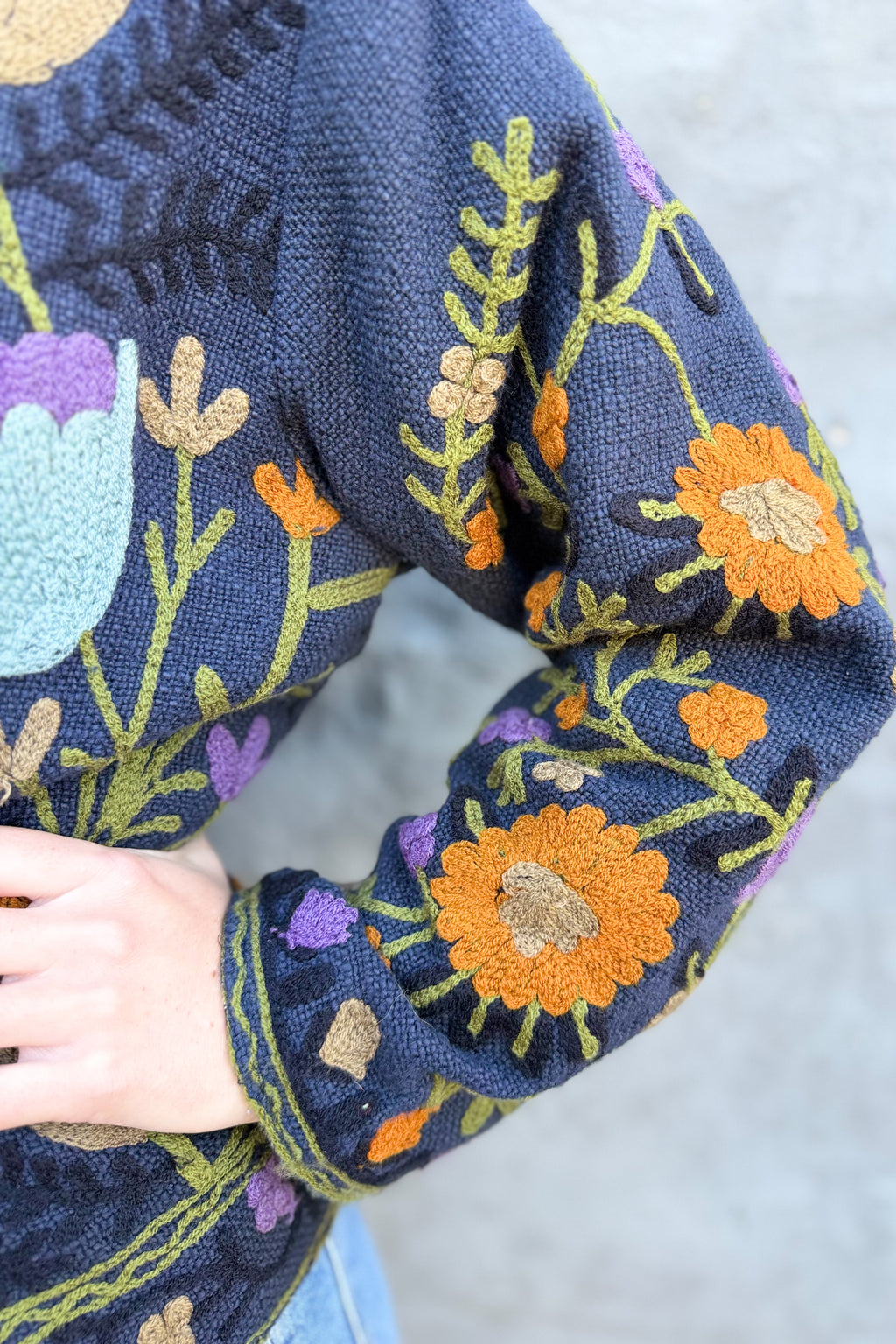 Cotton Suzani Jacket In Inkwell