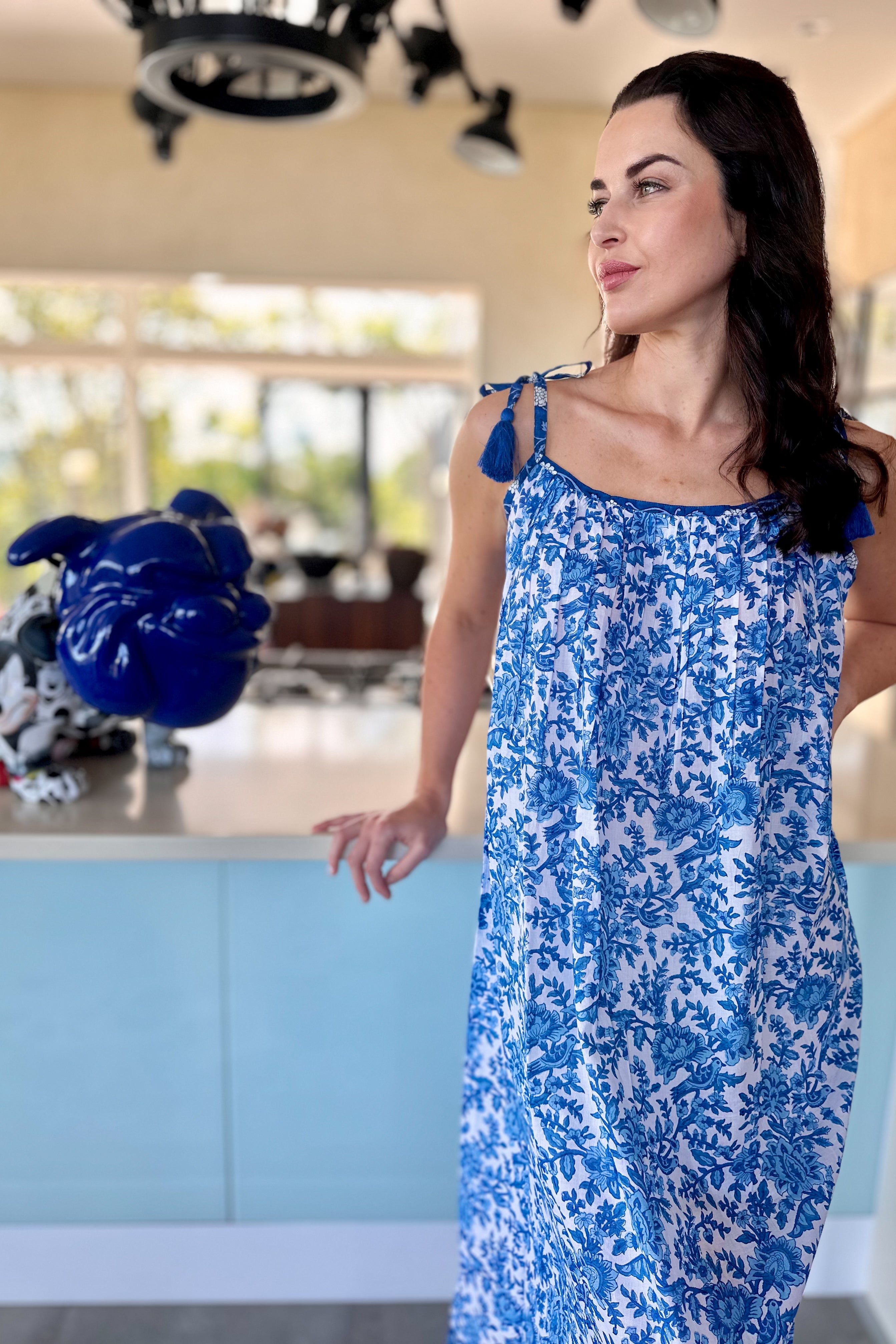 Amaya Dress In Blue Botanical