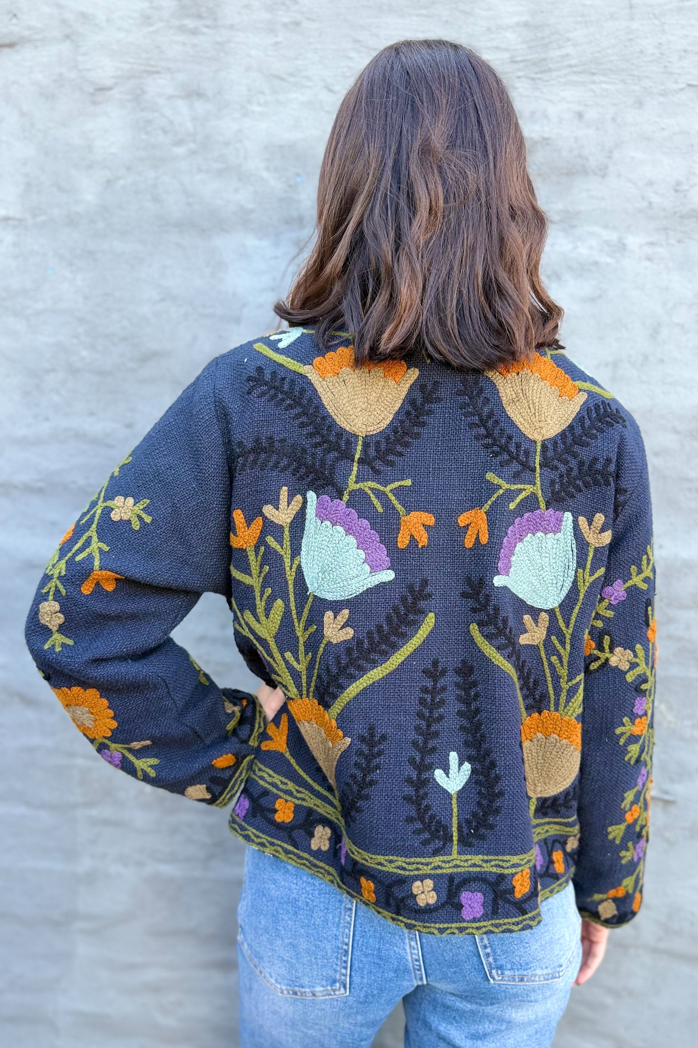 Cotton Suzani Jacket In Inkwell