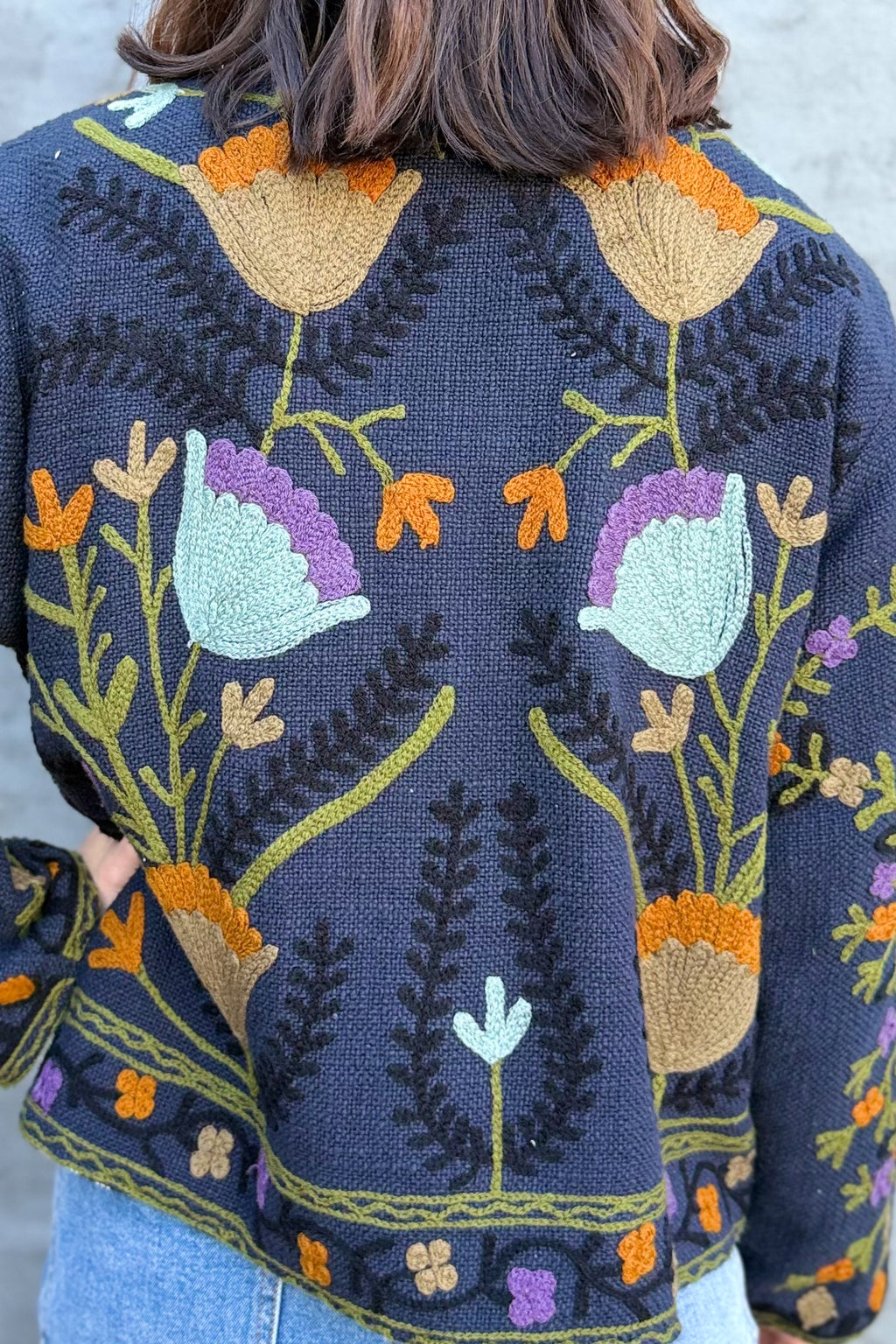 Cotton Suzani Jacket In Inkwell