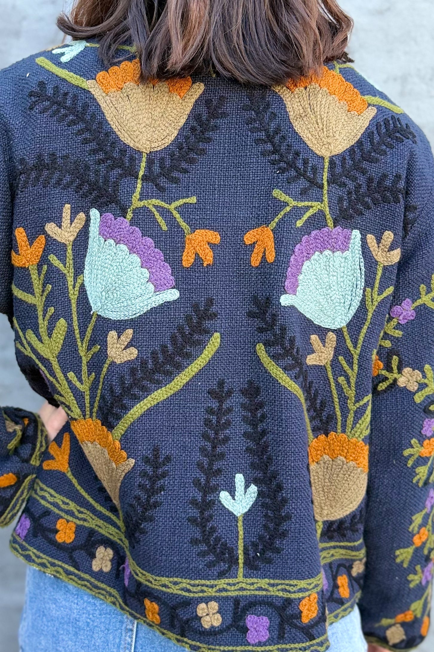 Cotton Suzani Jacket In Inkwell
