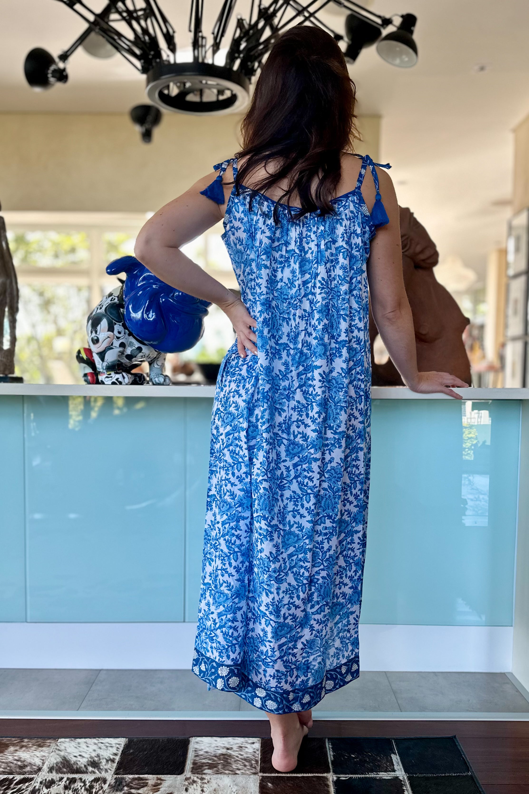 Amaya Dress In Blue Botanical