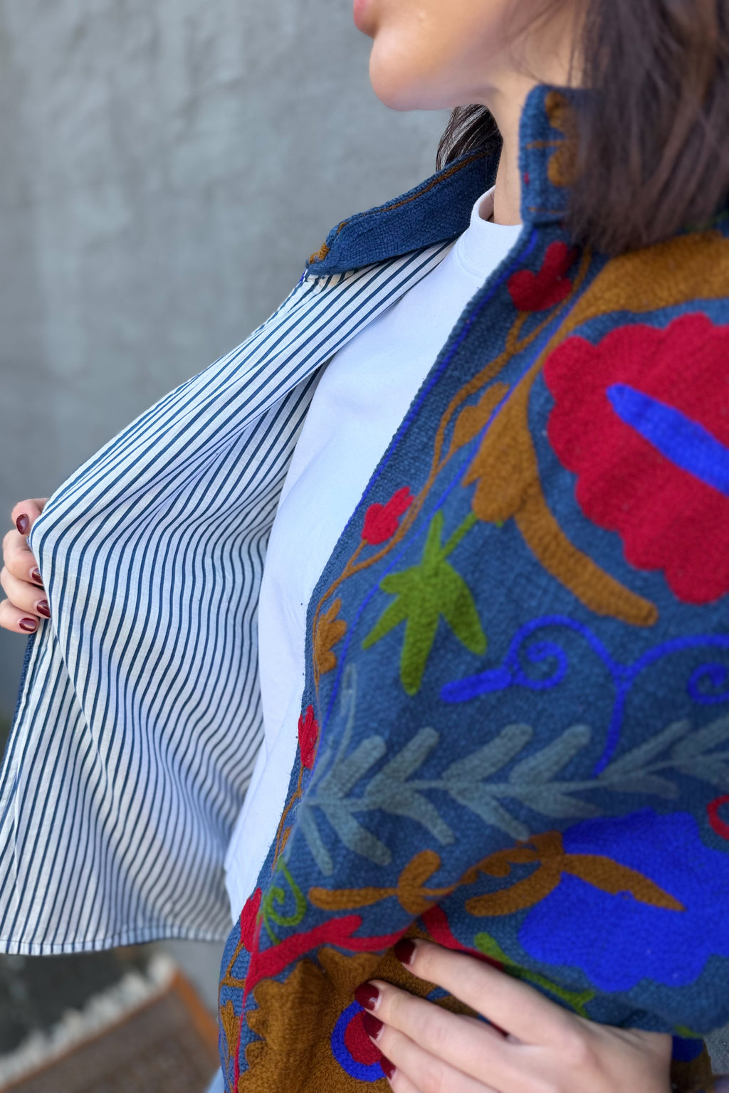 Cotton Suzani Jacket In Blue Indigo