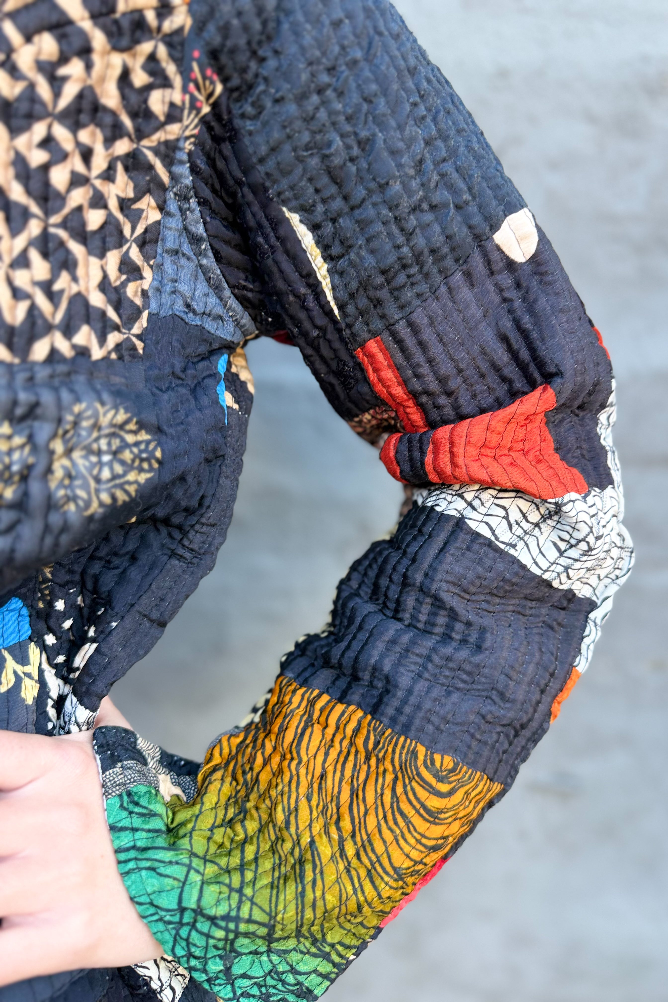 Upcycled Patchwork Jacket In Ebony