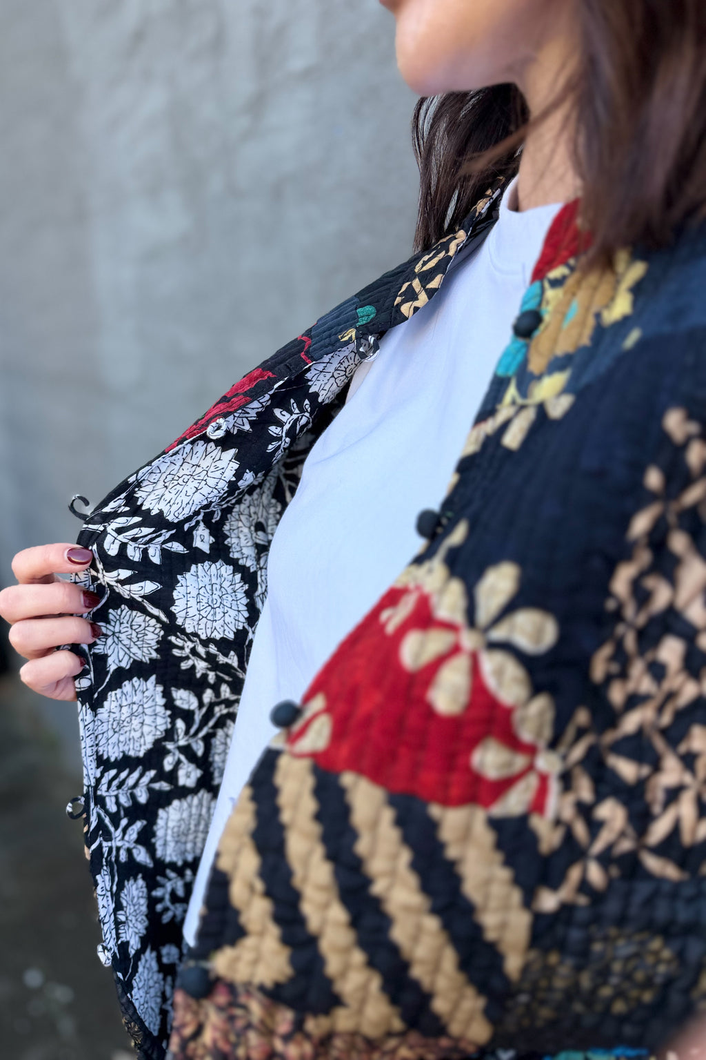 Upcycled Patchwork Jacket In Ebony