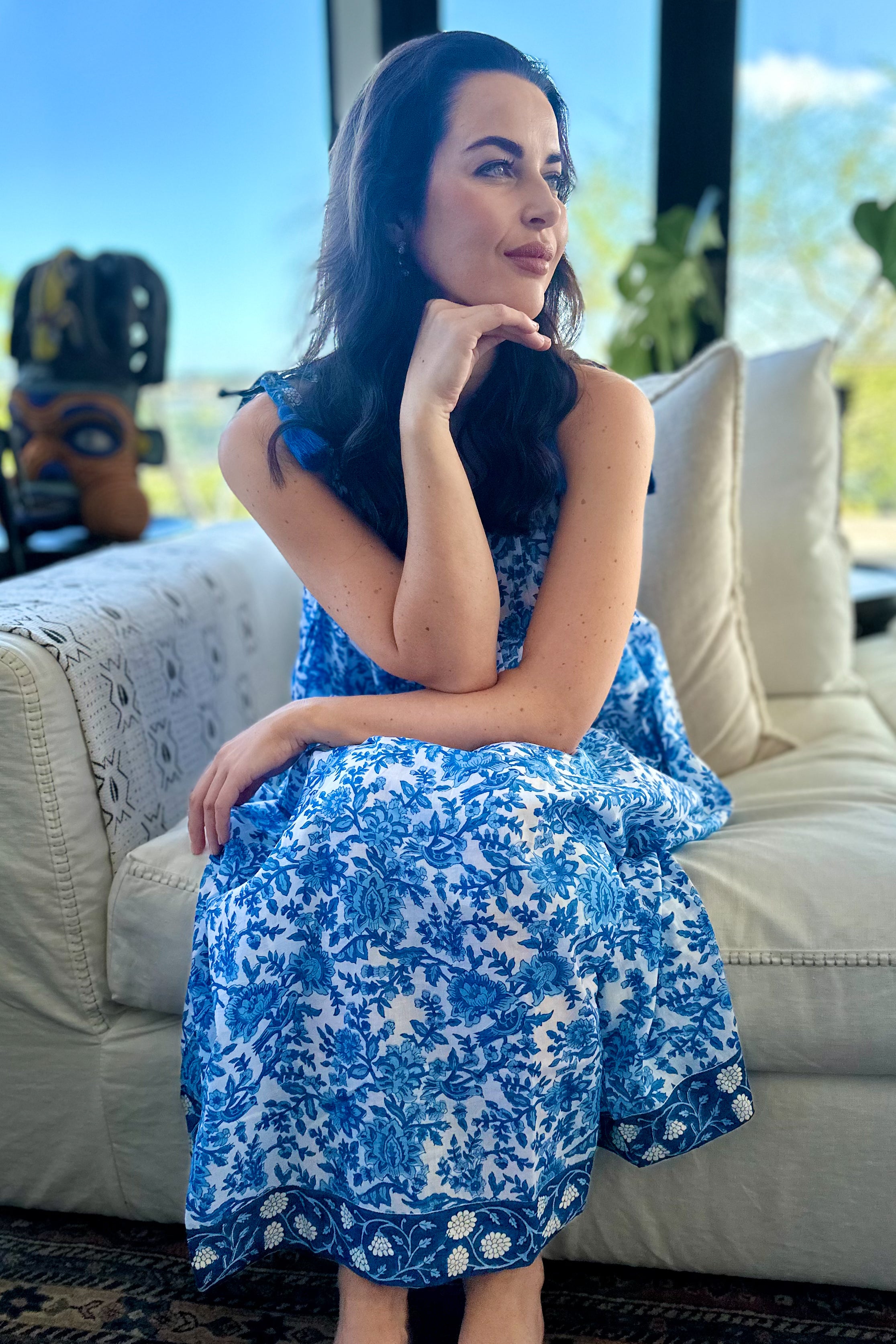 Amaya Dress In Blue Botanical