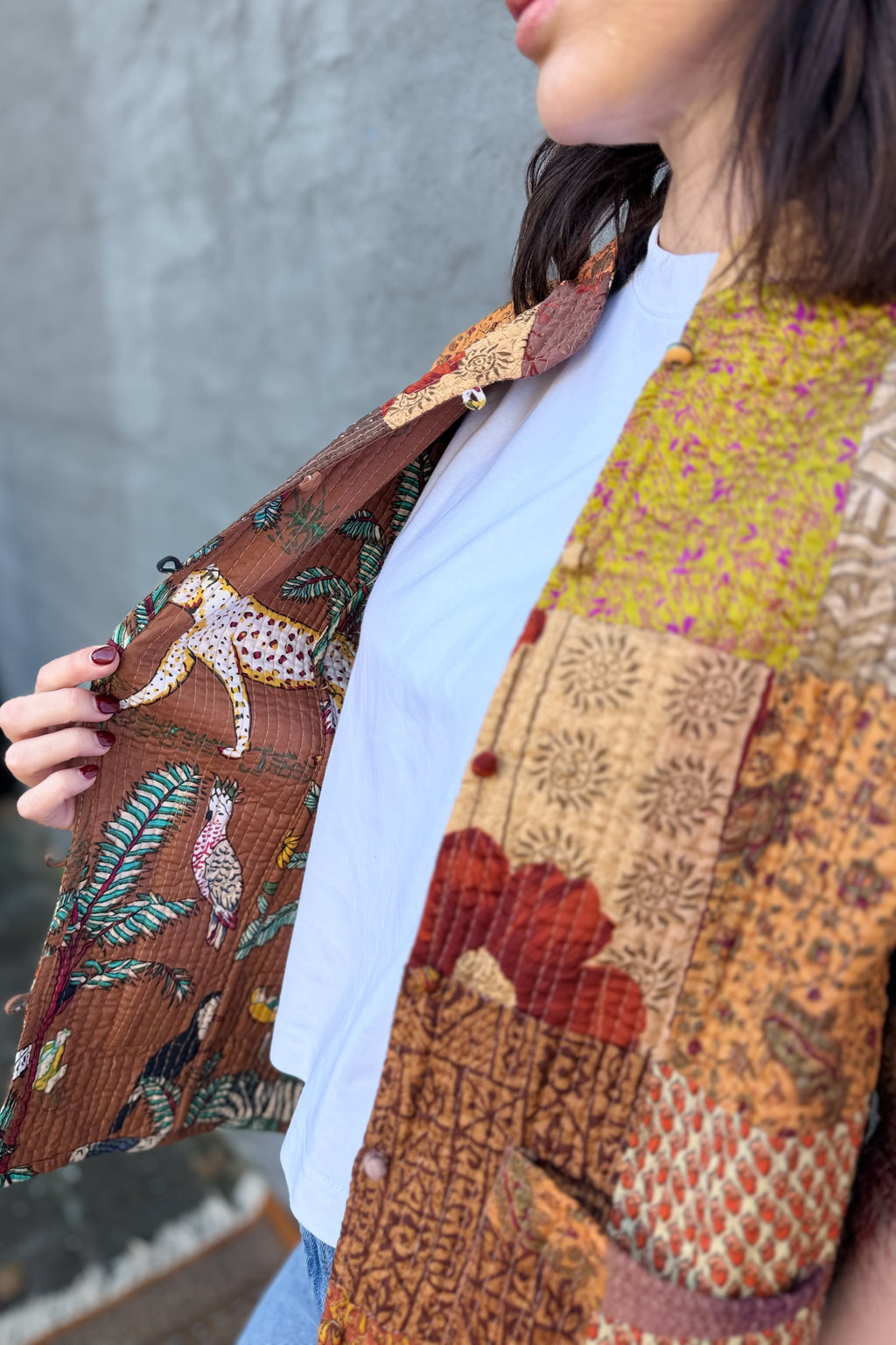 Upcycled Patchwork Jacket In Naturals