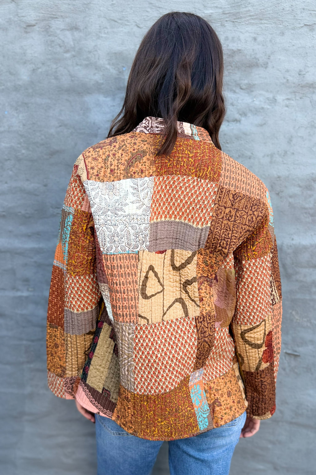 Upcycled Patchwork Jacket In Naturals