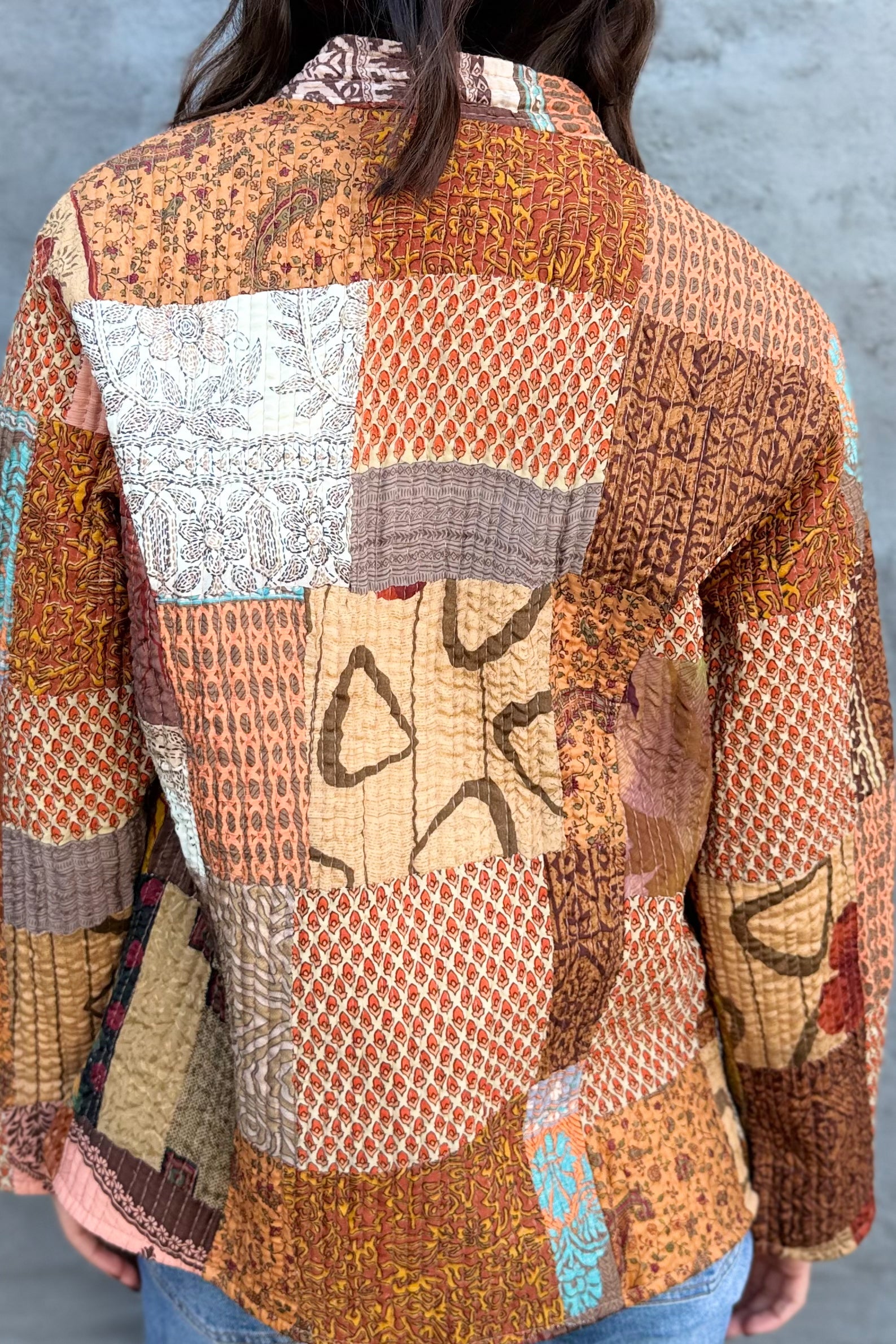 Upcycled Patchwork Jacket In Naturals