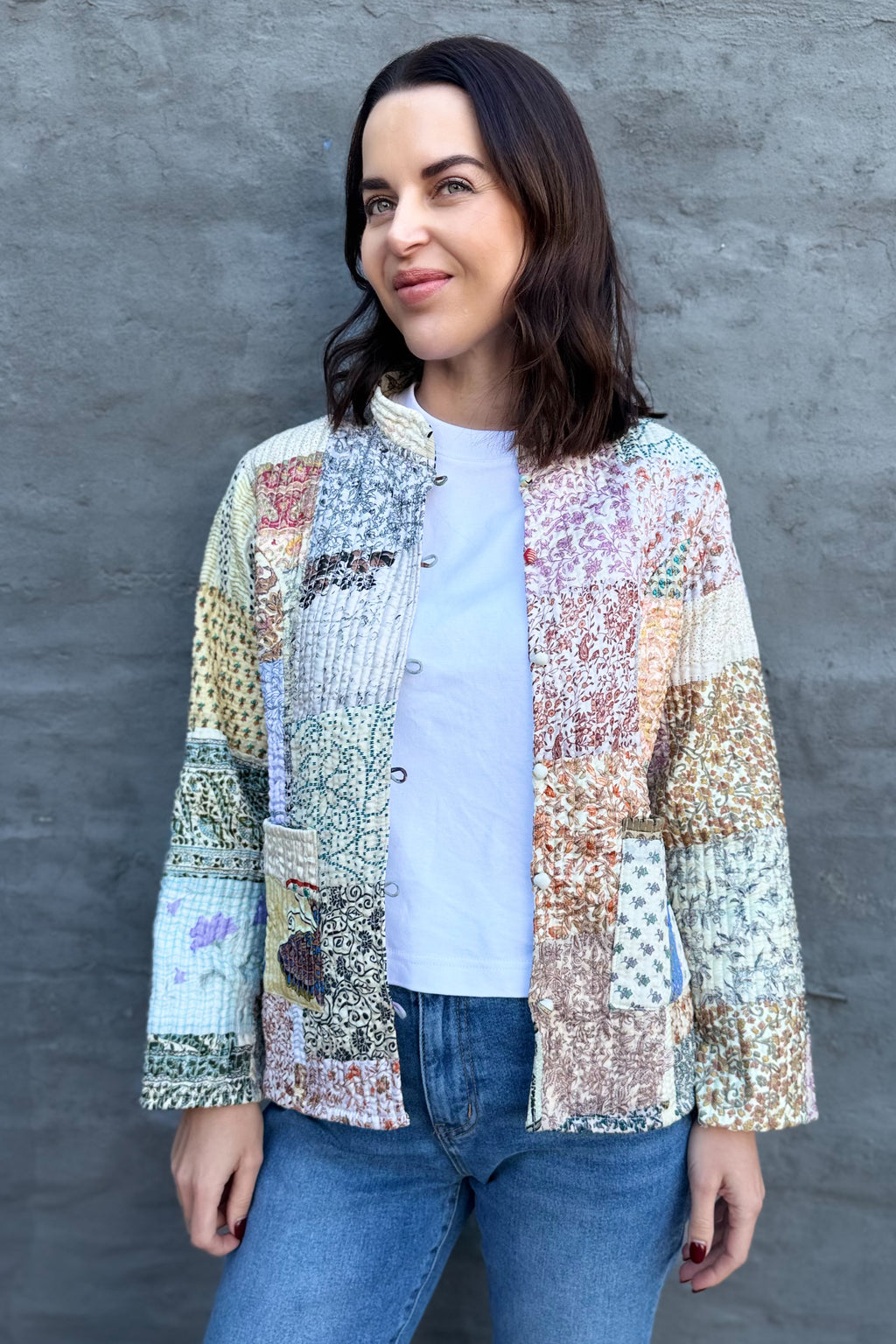 Upcycled Patchwork Jacket In Milk
