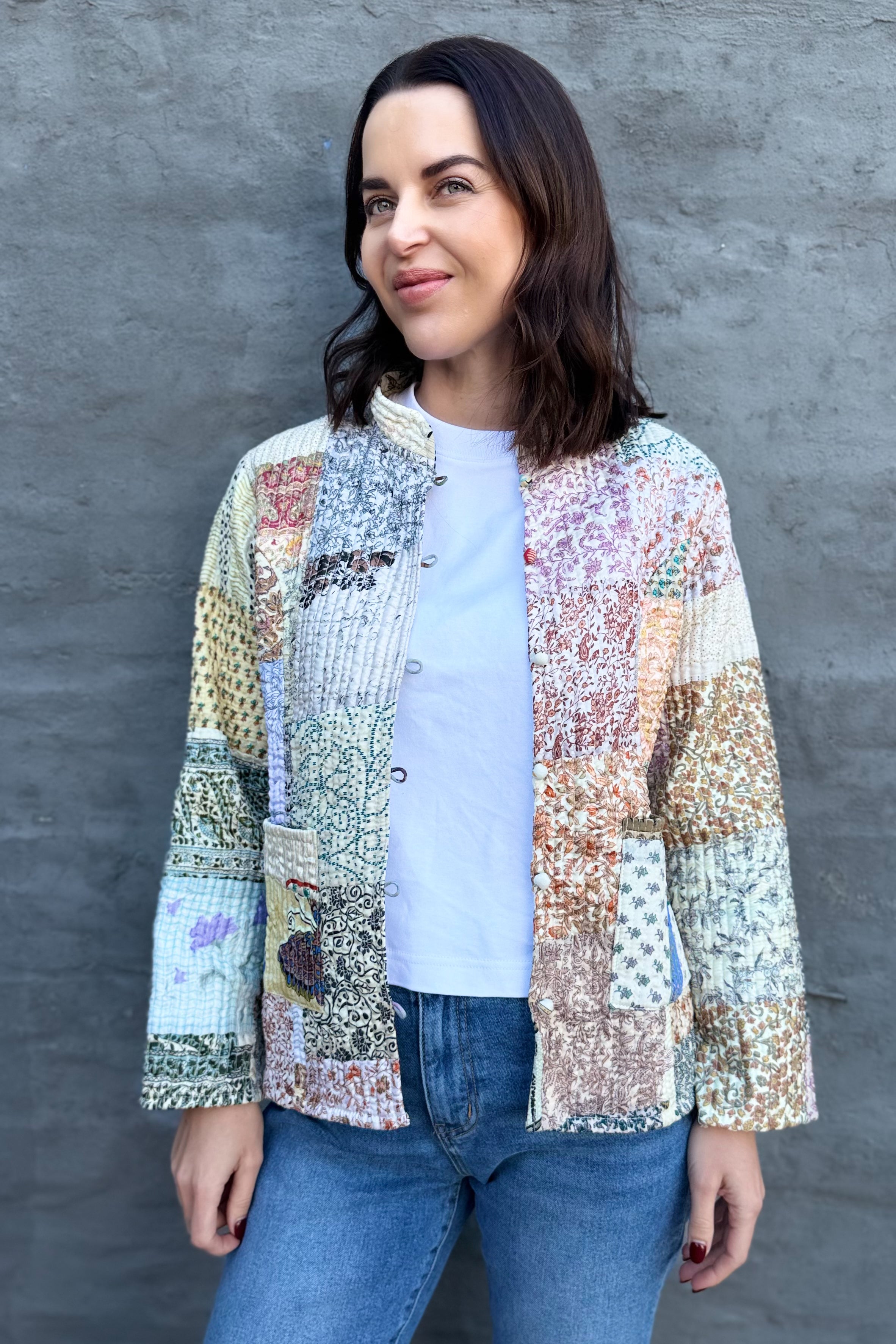 Upcycled Patchwork Jacket In Milk
