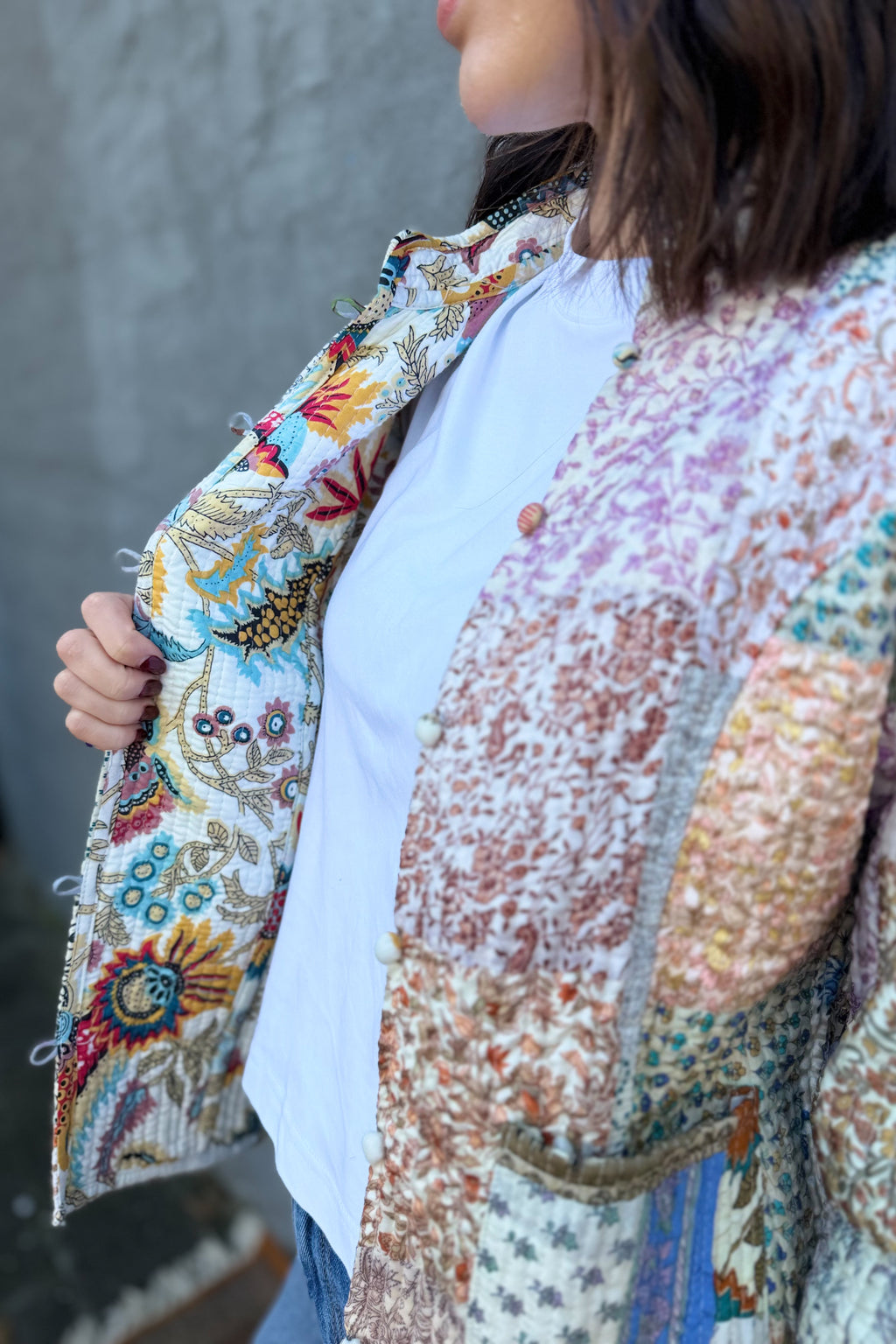 Upcycled Patchwork Jacket In Milk