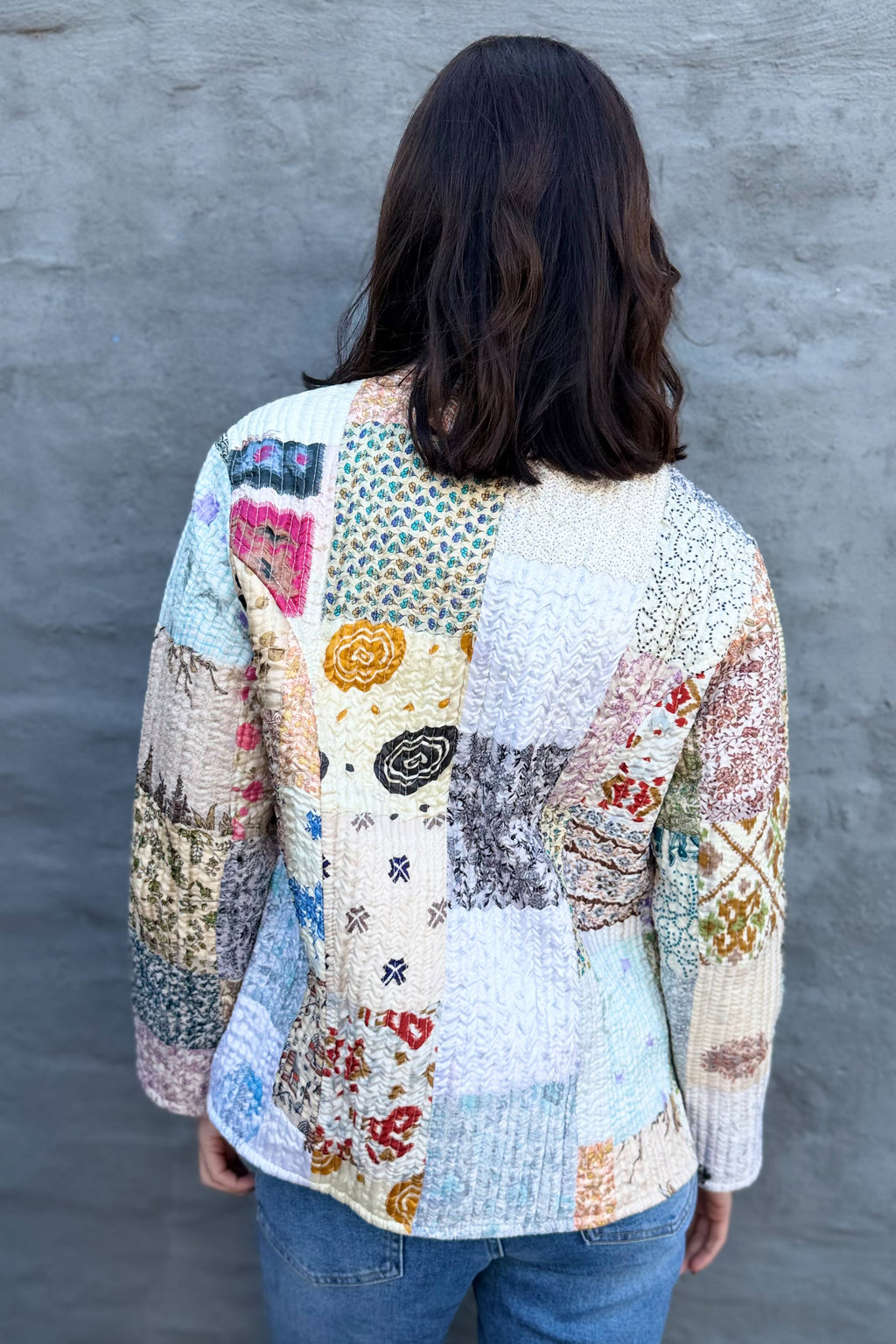 Upcycled Patchwork Jacket In Milk