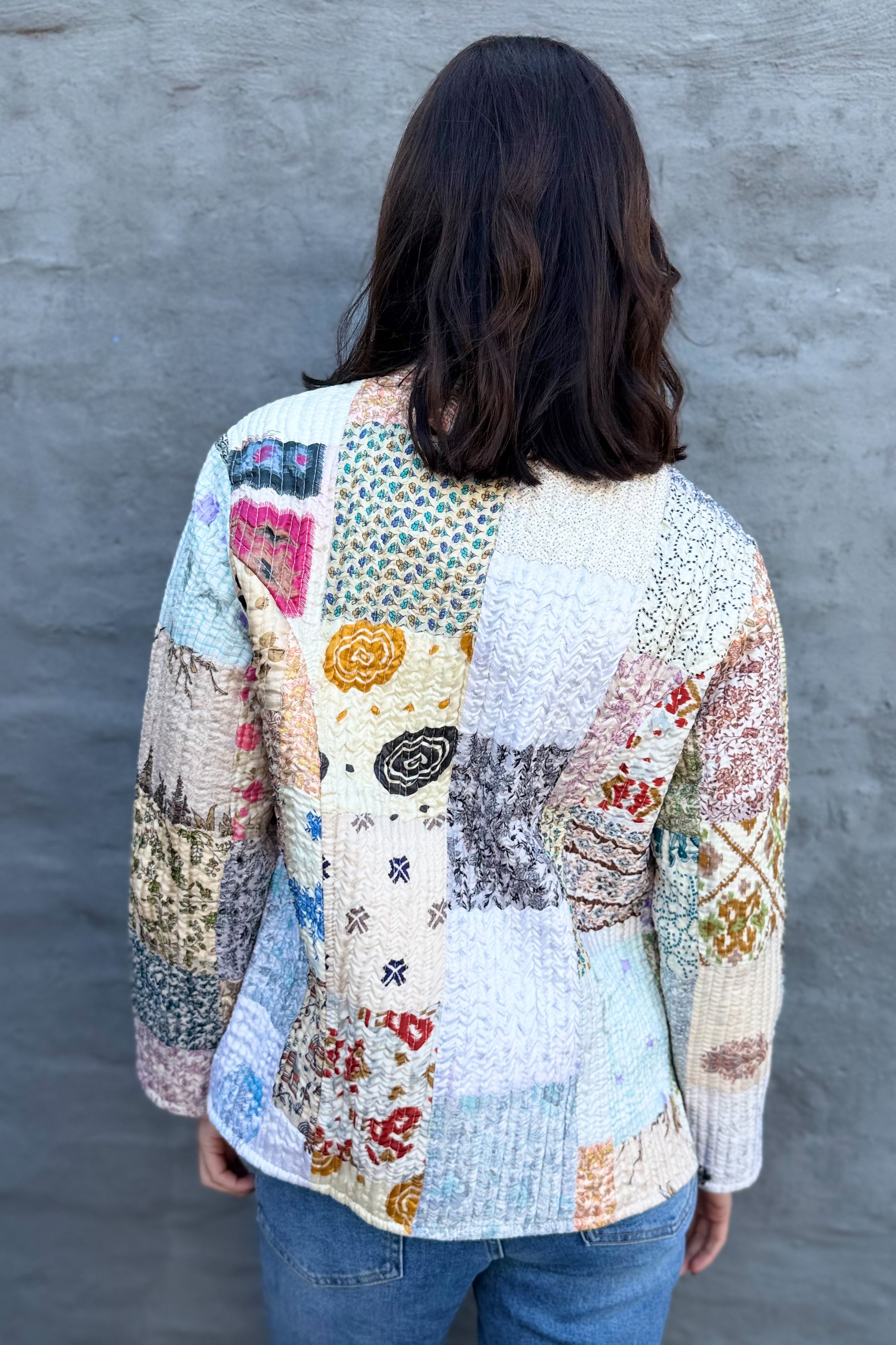 Upcycled Patchwork Jacket In Milk