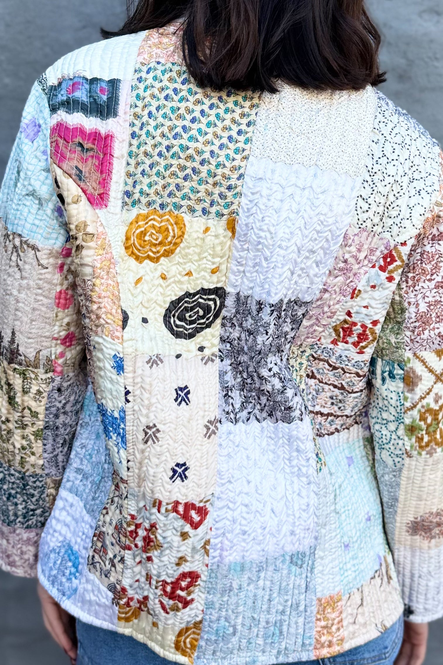 Upcycled Patchwork Jacket In Milk