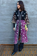 Phulkari Kimono In Violet Tangerine