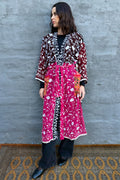 Phulkari Kimono In Fuchsia Wine